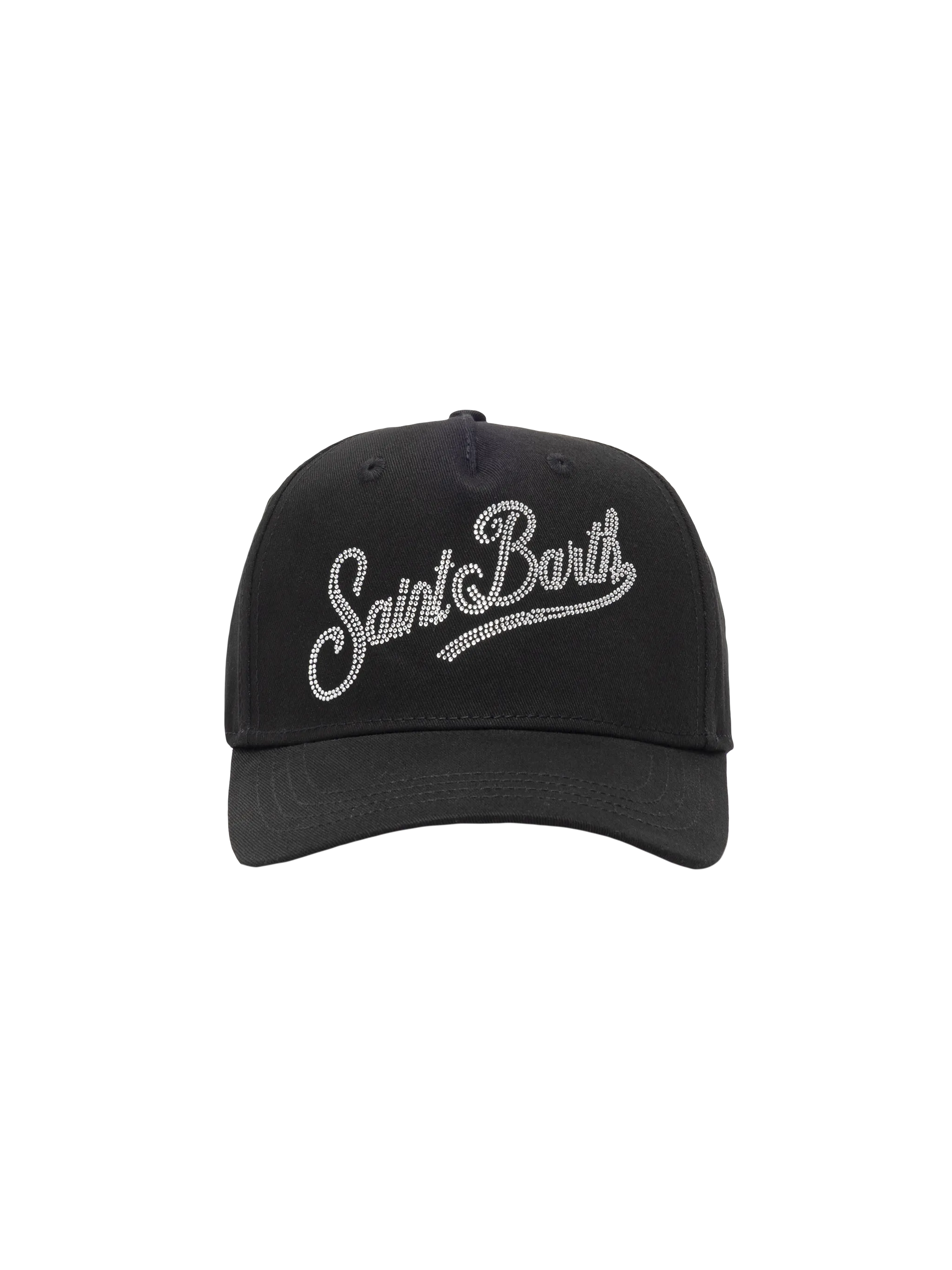 Baseball black cotton cap with rhinestones