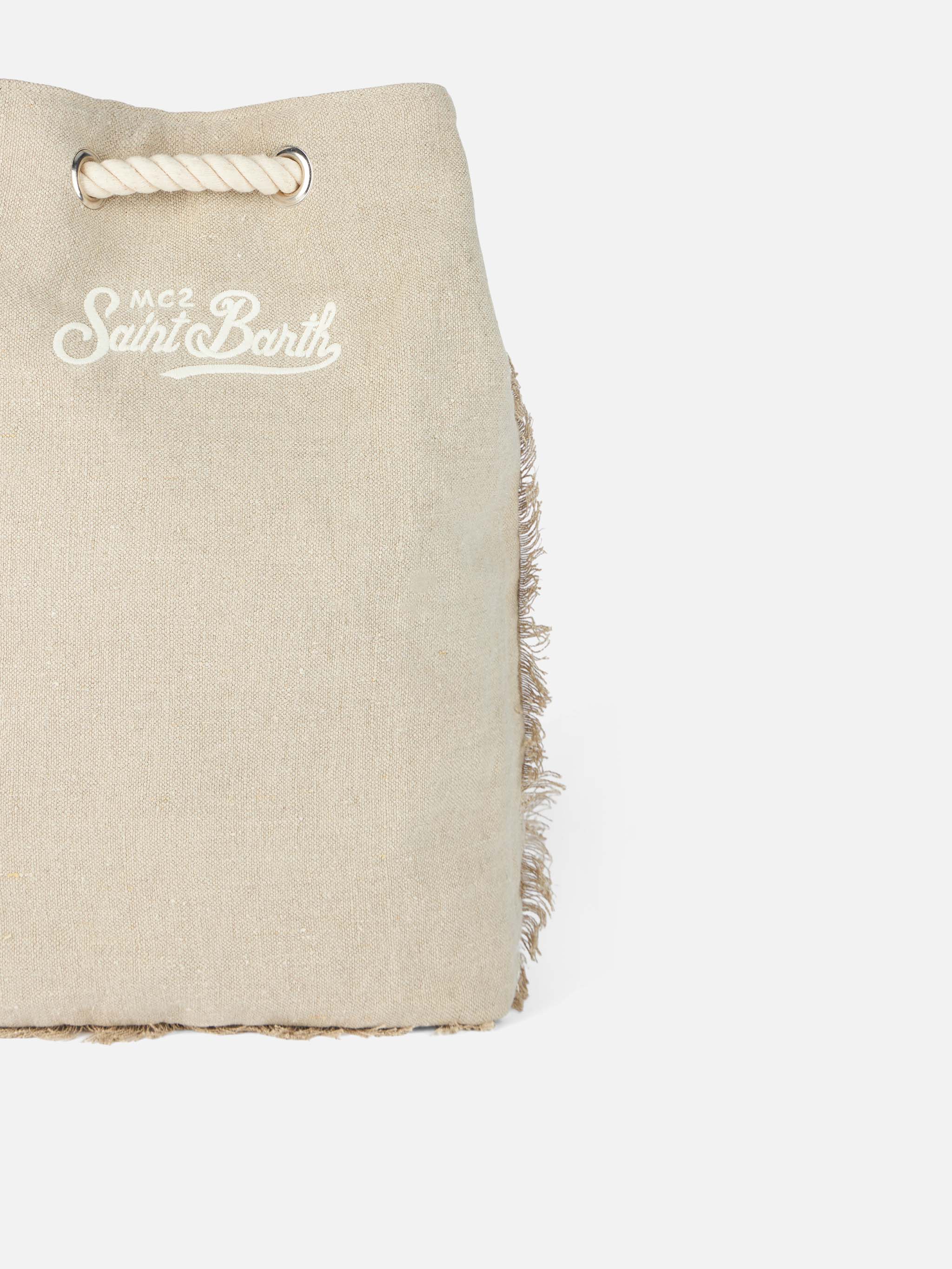 Beige boat linen backpack - Image 3