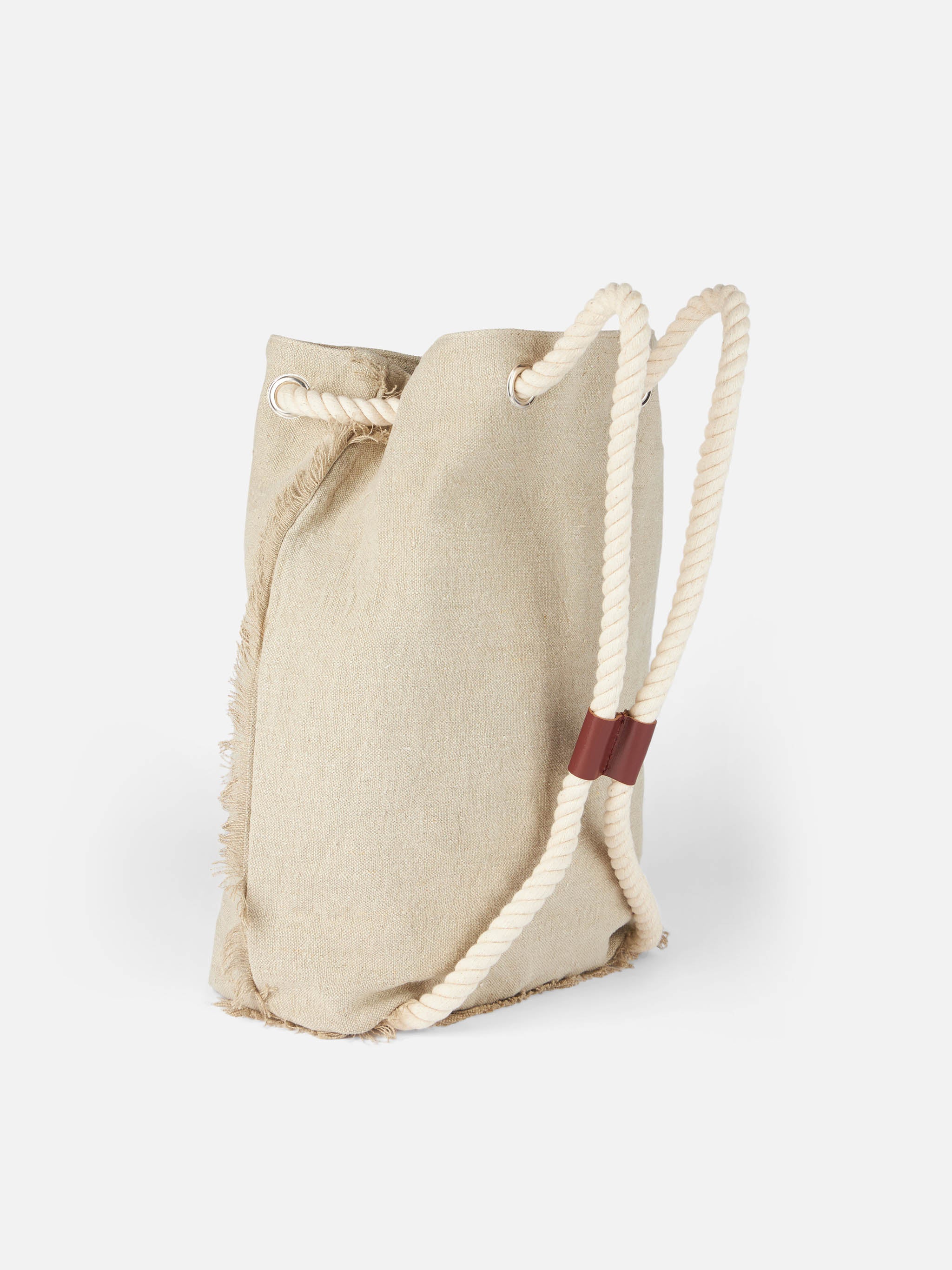 Beige boat linen backpack - Image 4