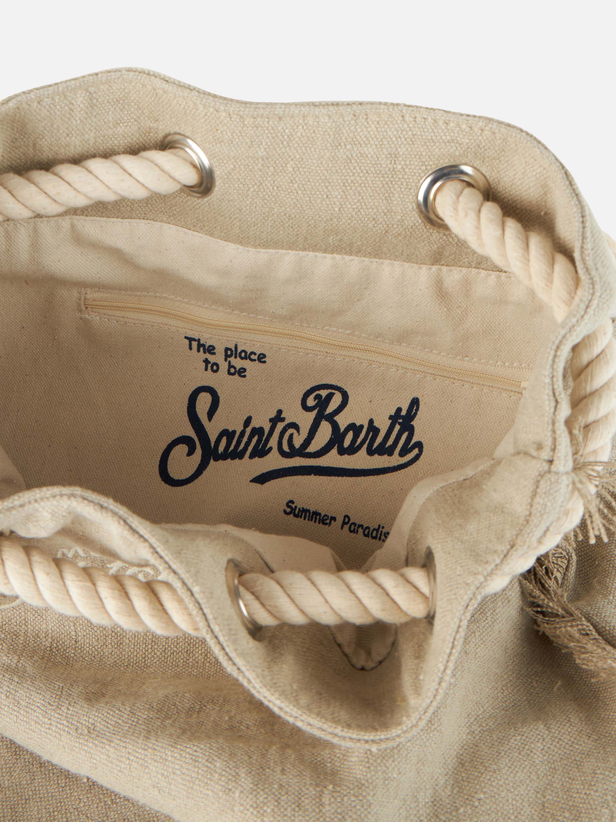 Beige boat linen backpack - Image 5