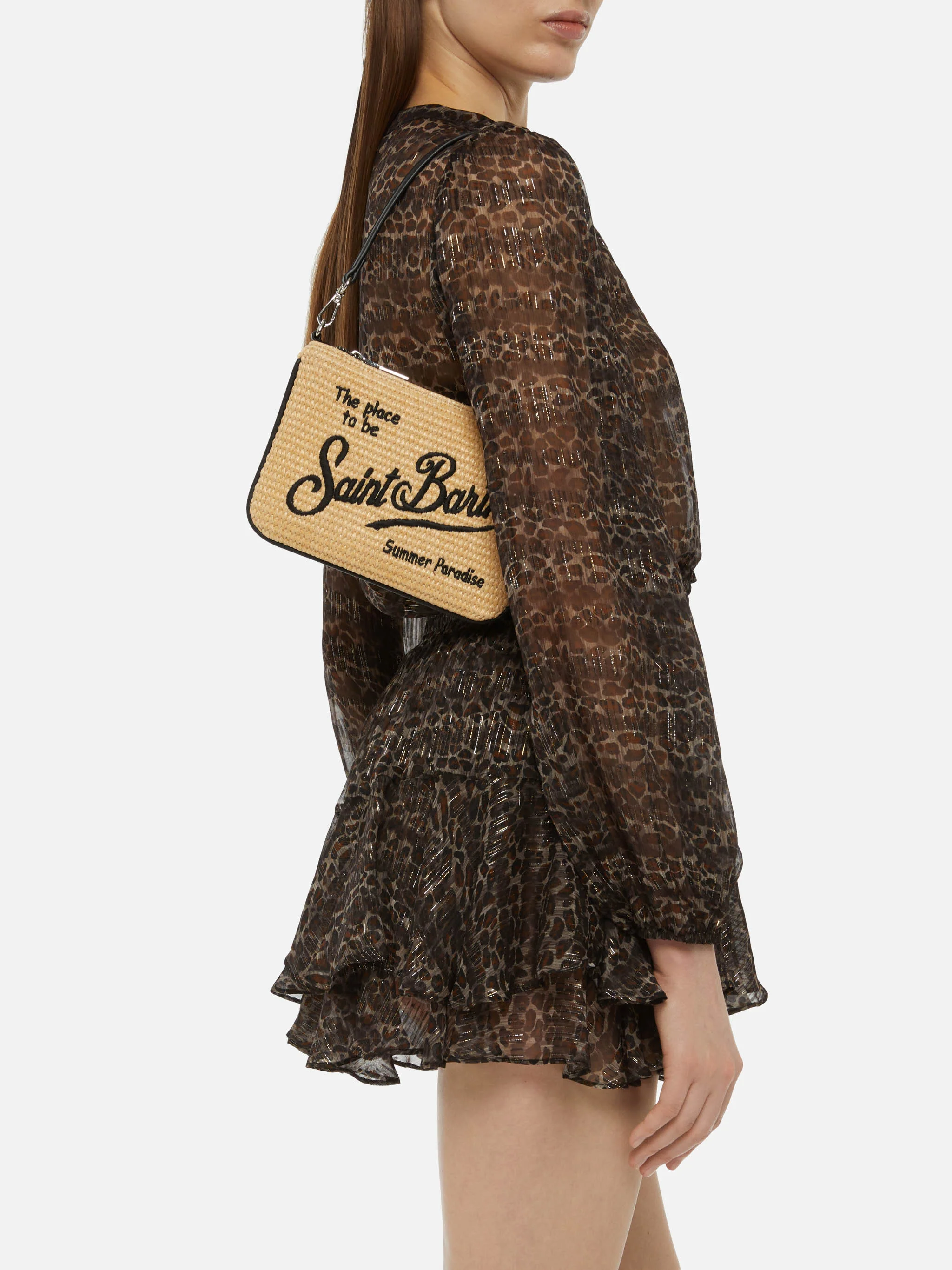 Beige Parisienne Straw mini pouch bag - Image 2