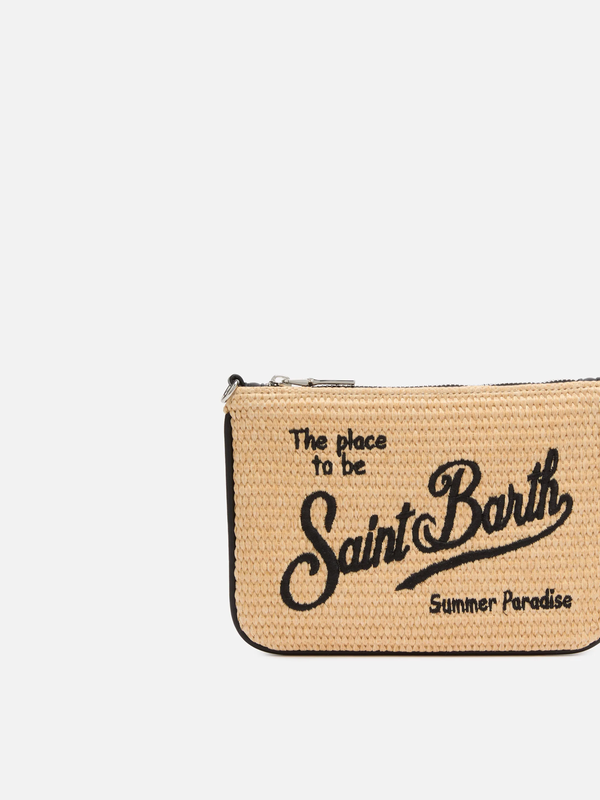 Beige Parisienne Straw mini pouch bag - Image 3