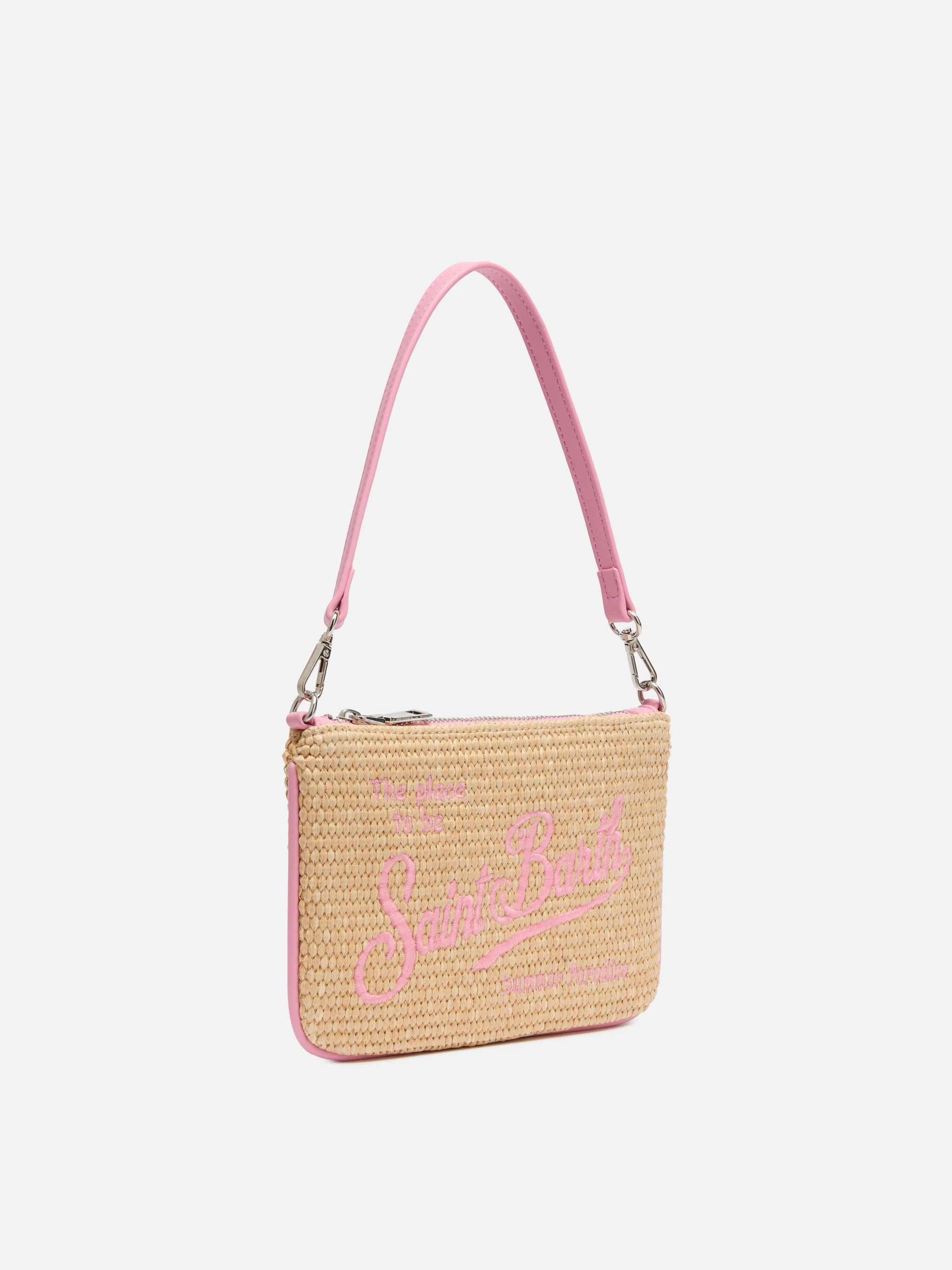 Beige Parisienne Straw mini pouch bag - Image 4