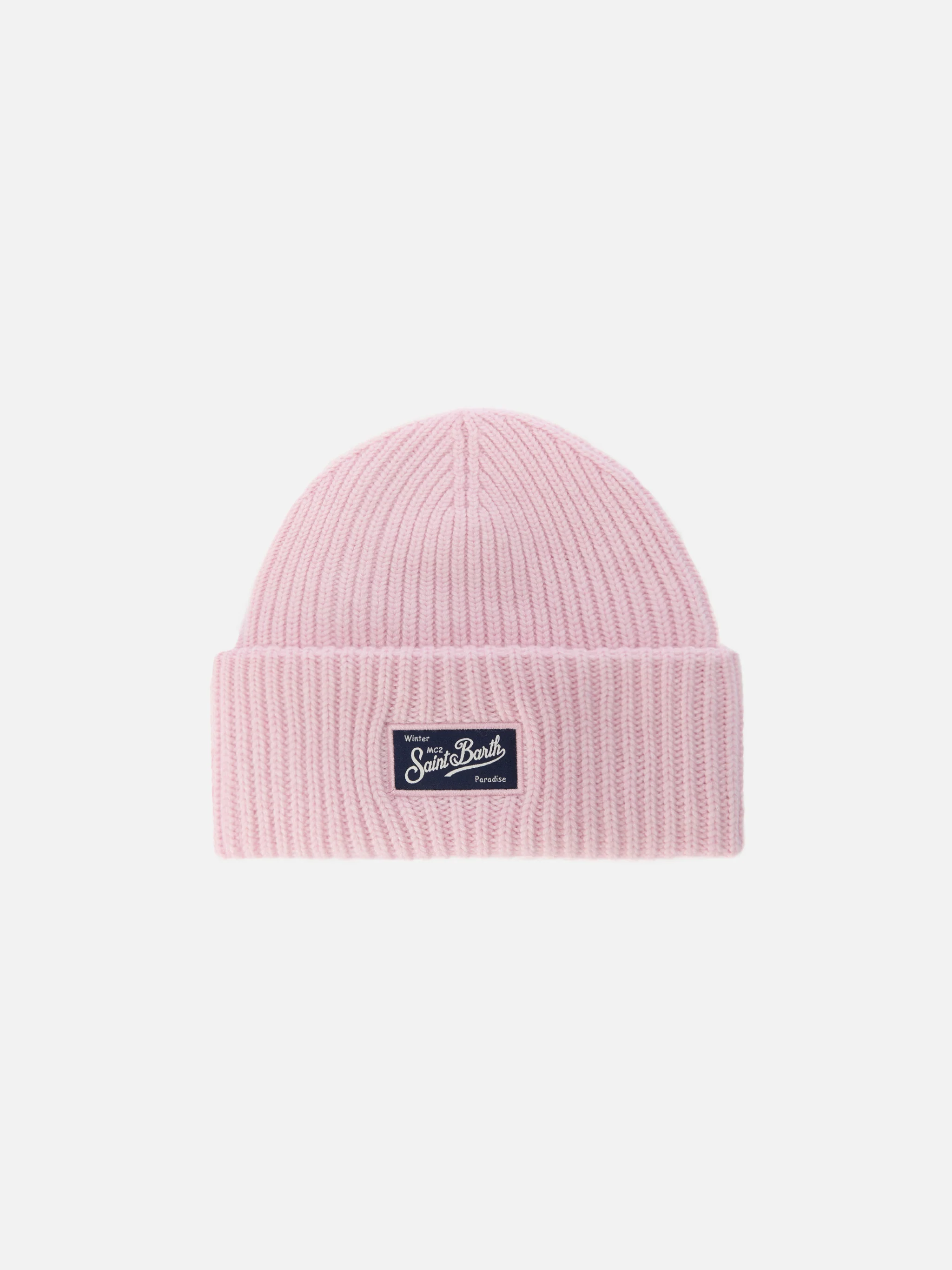Pink ribbed beanie Berry Jr with St. Barth patch