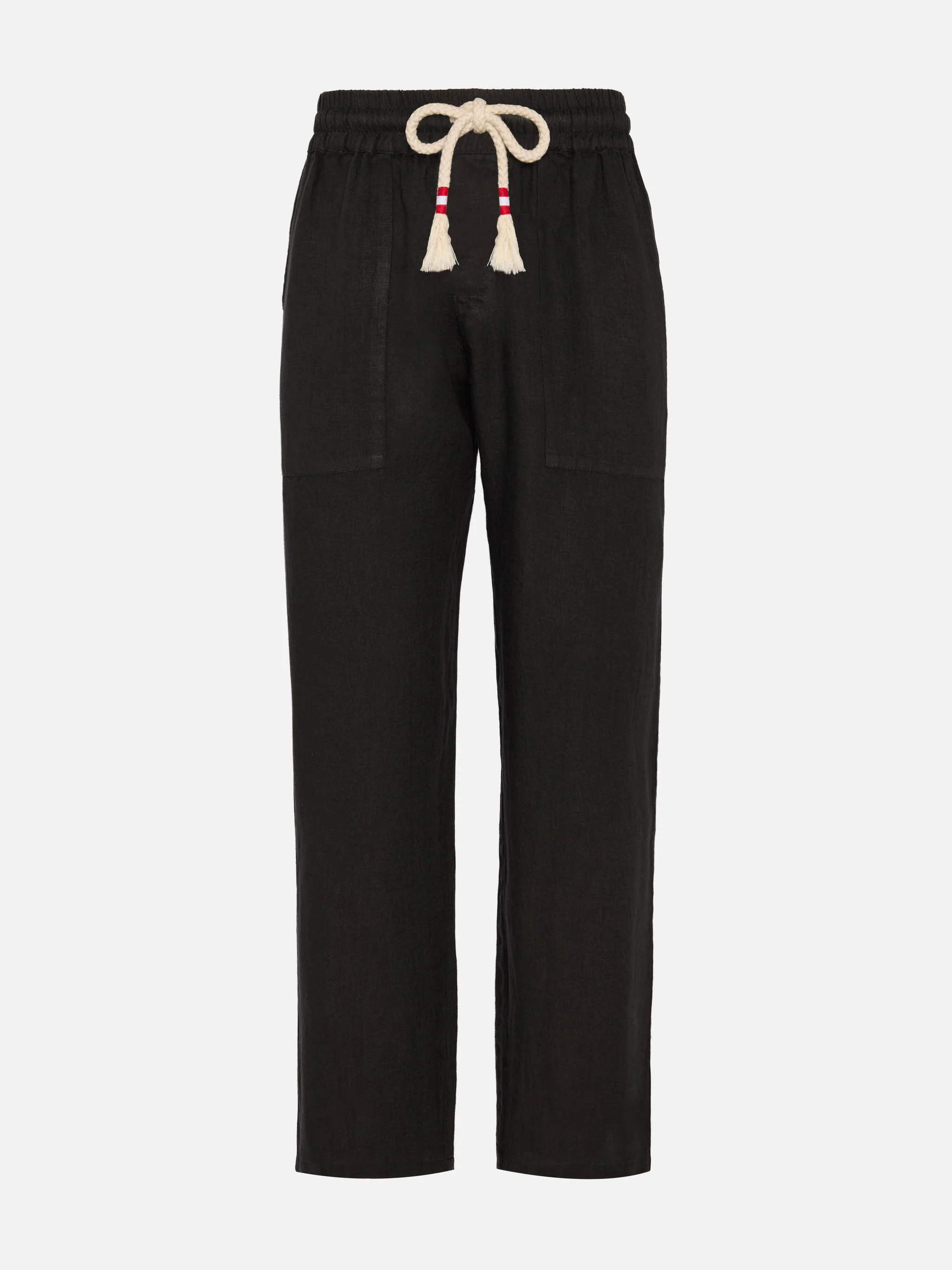 Black linen pants Calais with drawstring - Image 4