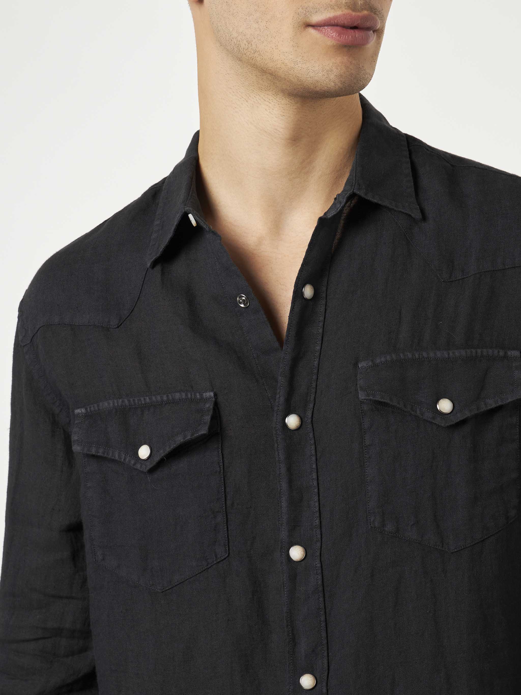 Man black linen shirt - Image 3