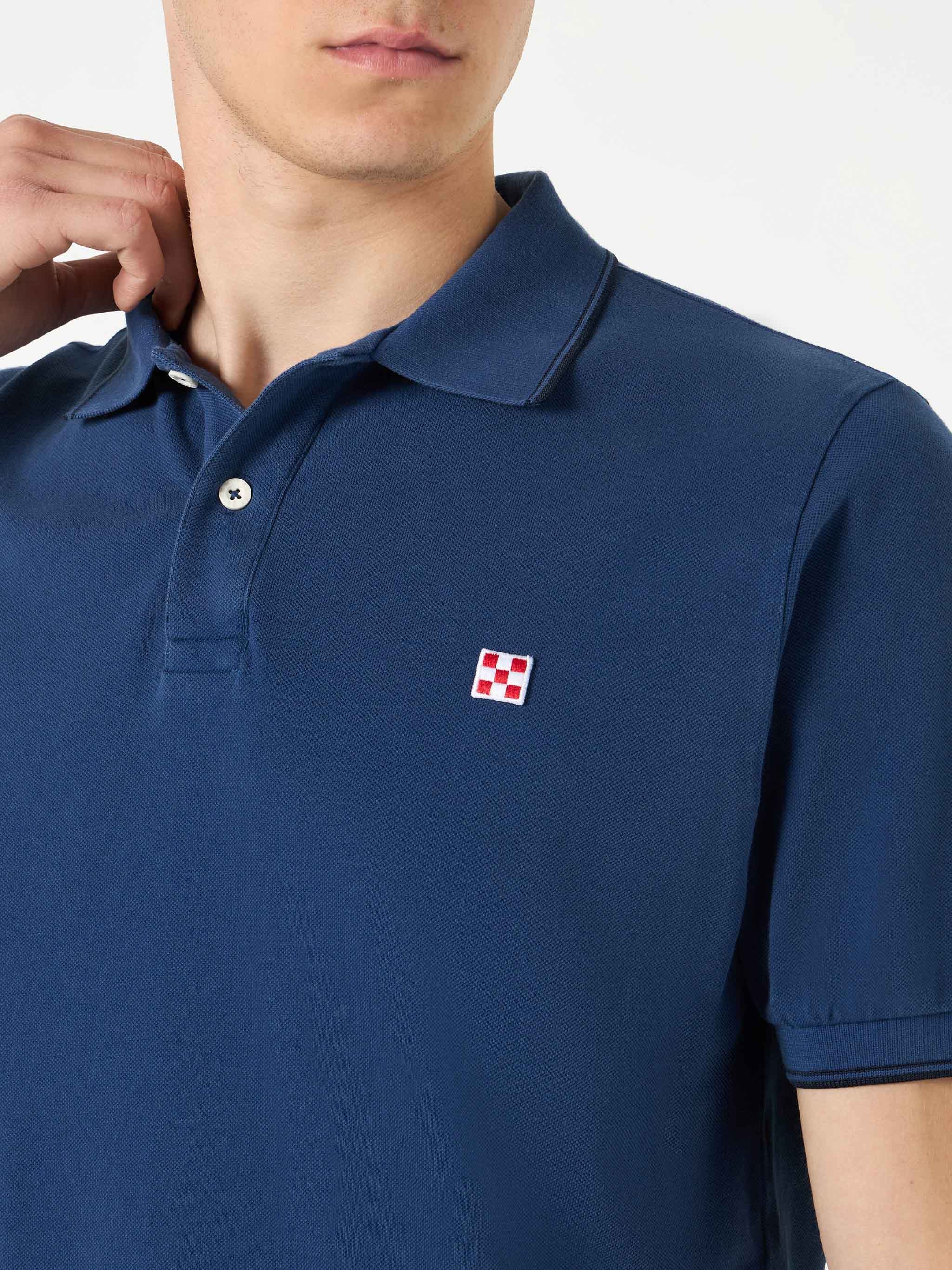 Blue denim piquet polo with St. Barth logo - Image 2