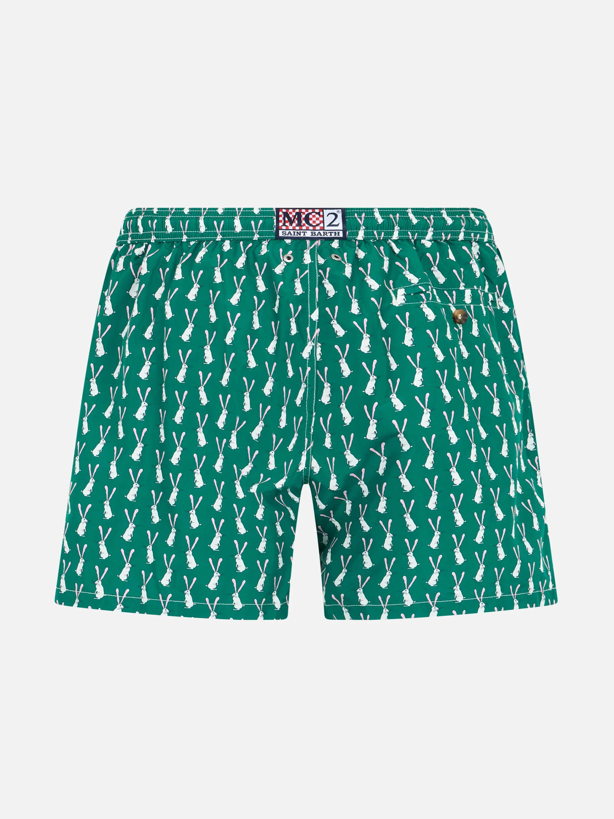 Boy lightweight fabric swim-shorts Jean Lighting 70 with rabbit print - Image 2