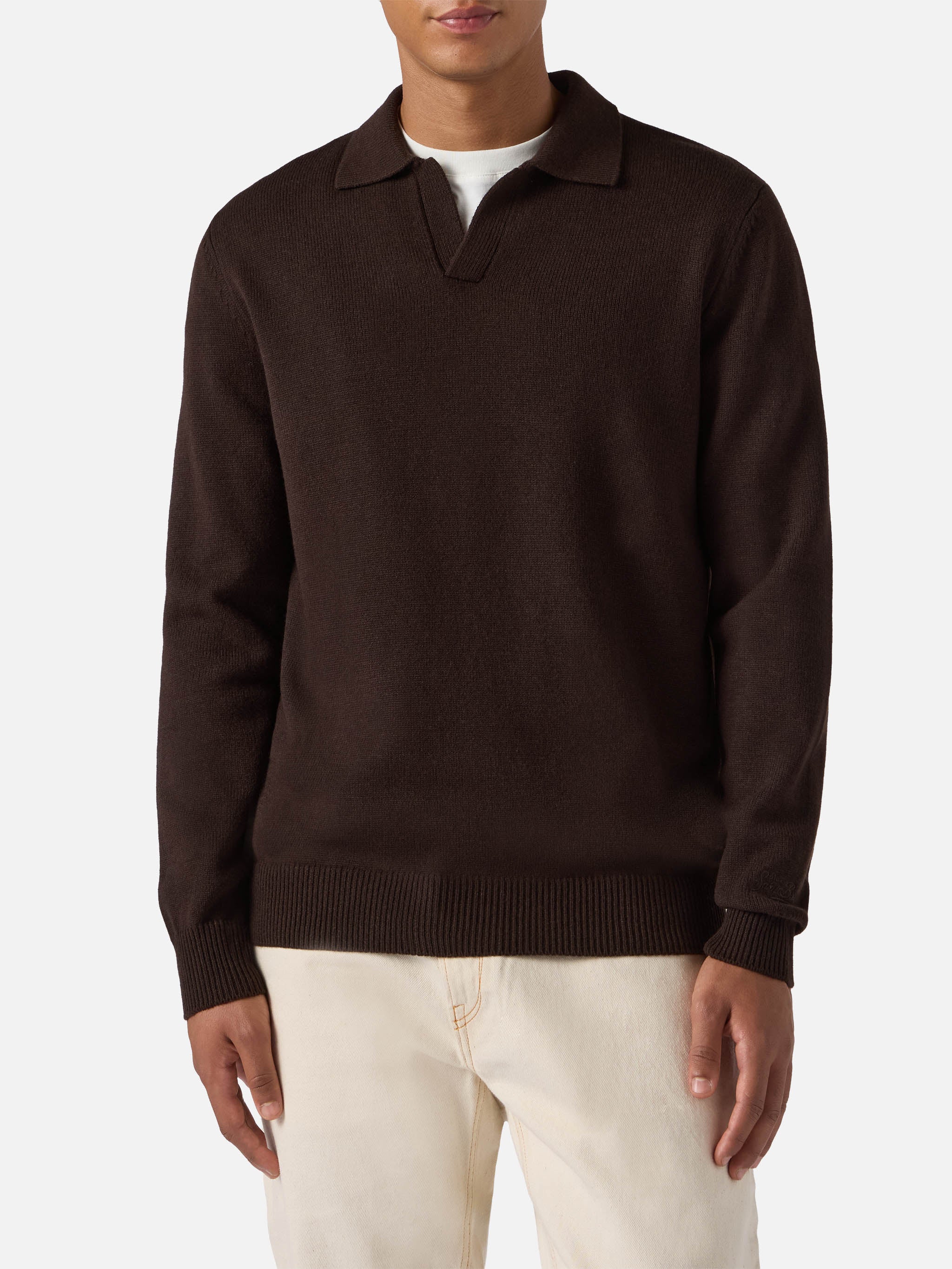 Brown pure-wool knit polo Covent