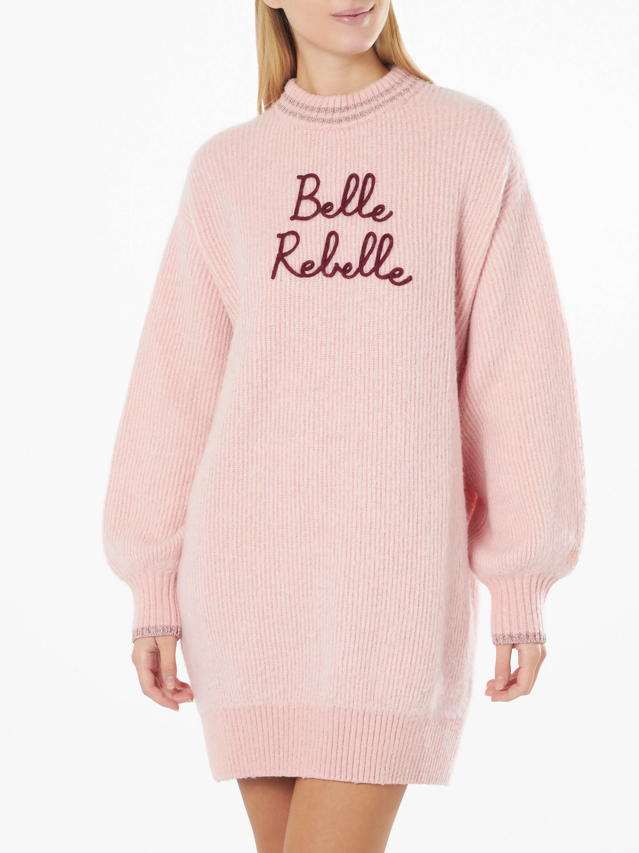 Brushed knit dress with Belle Rebelle embroidery