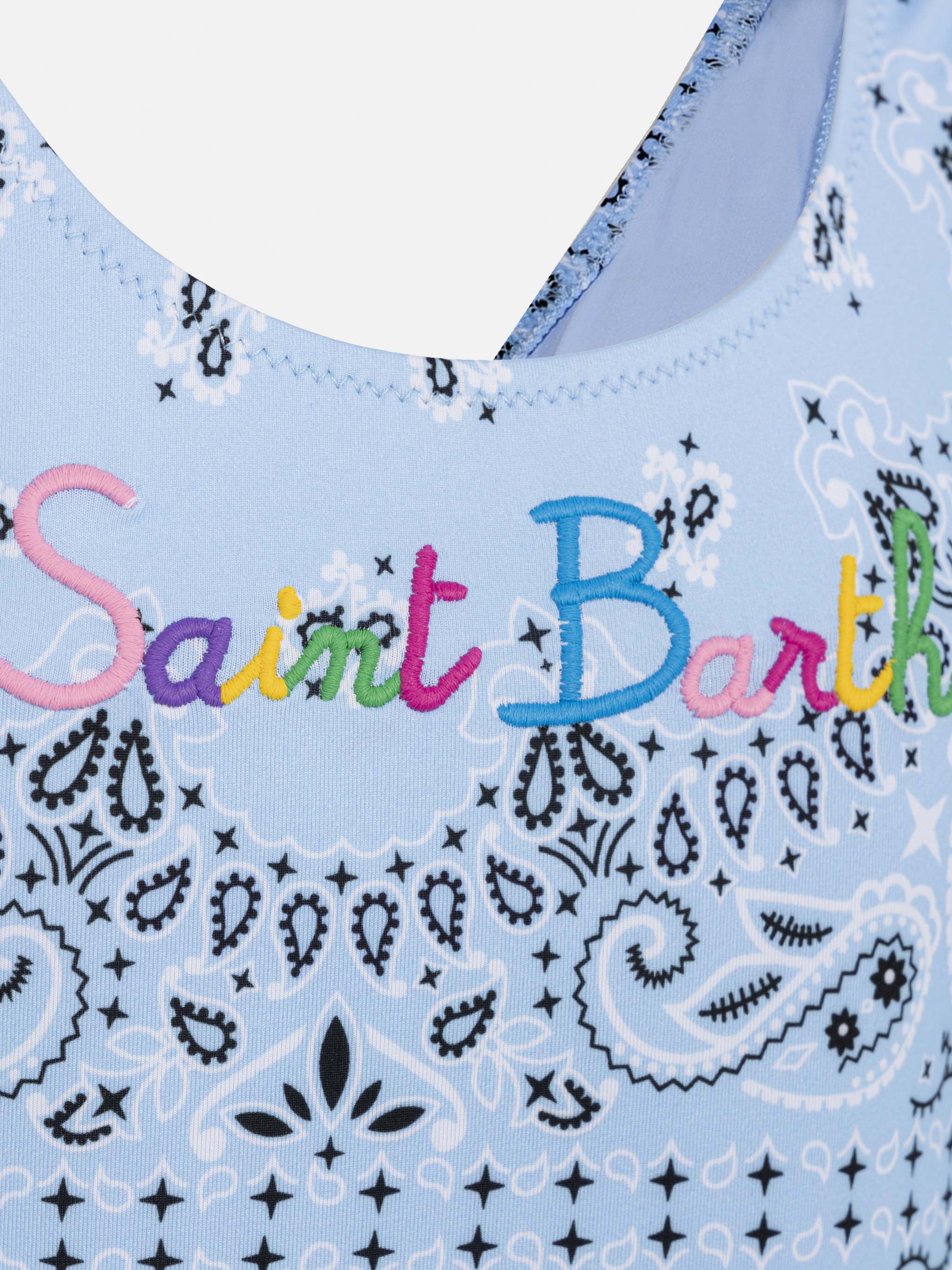 Cara one-piece swimsuit with light blue bandana print - Image 3