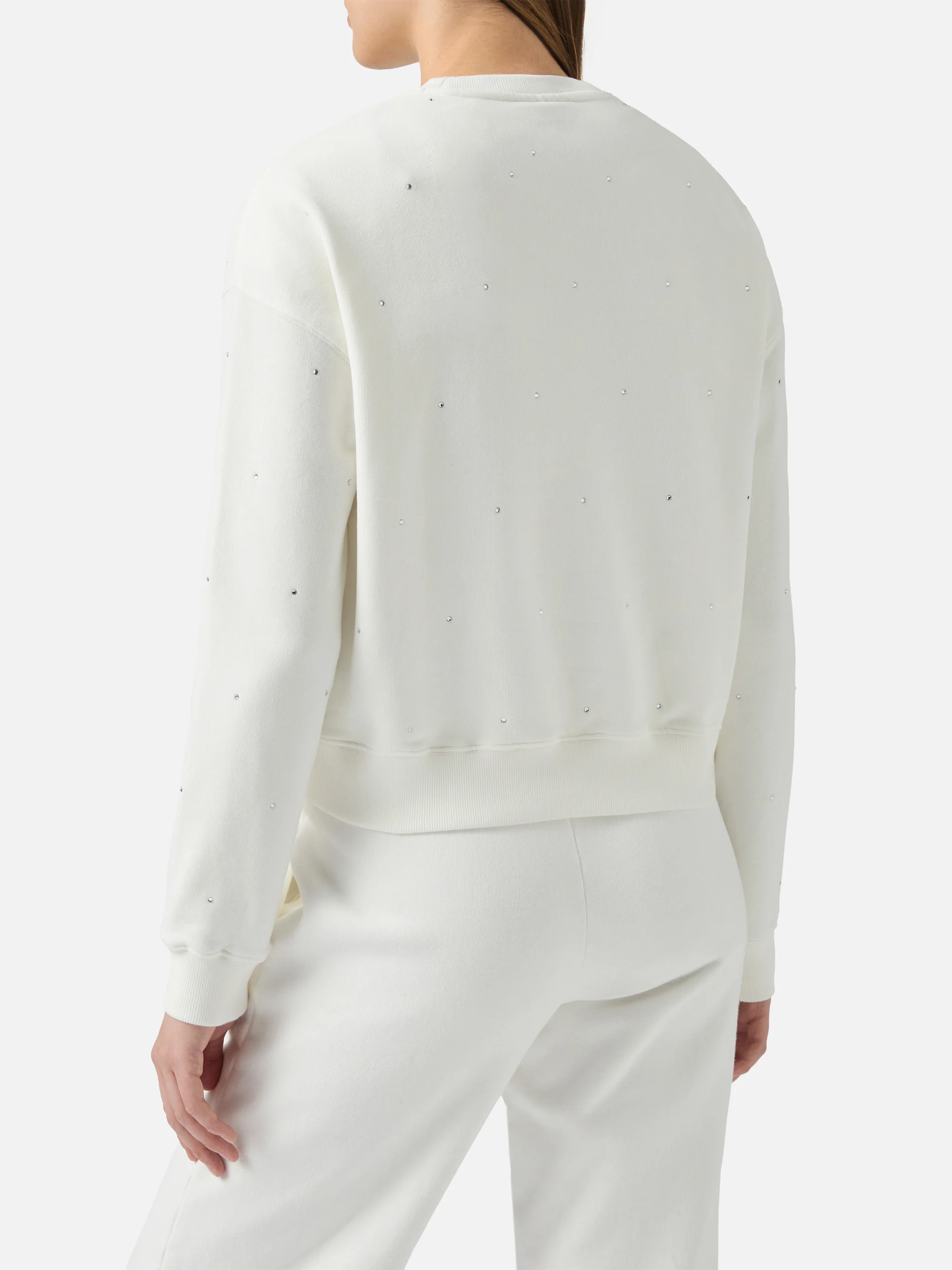 Casey white cotton sweatshirt with rhinestone appliquè - Image 3