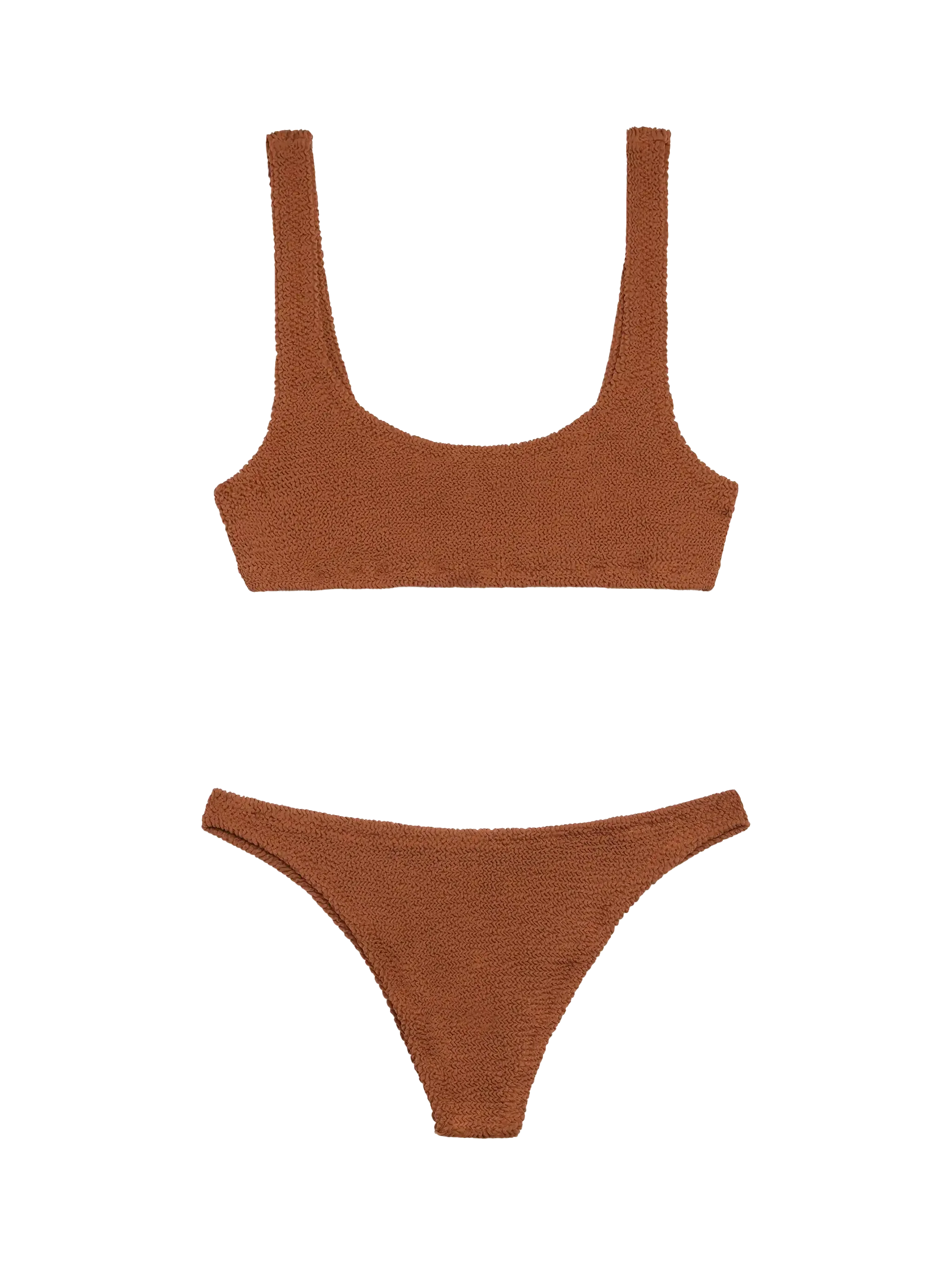 Classic crinkle bralette bikini Naima Naomi in camel brown