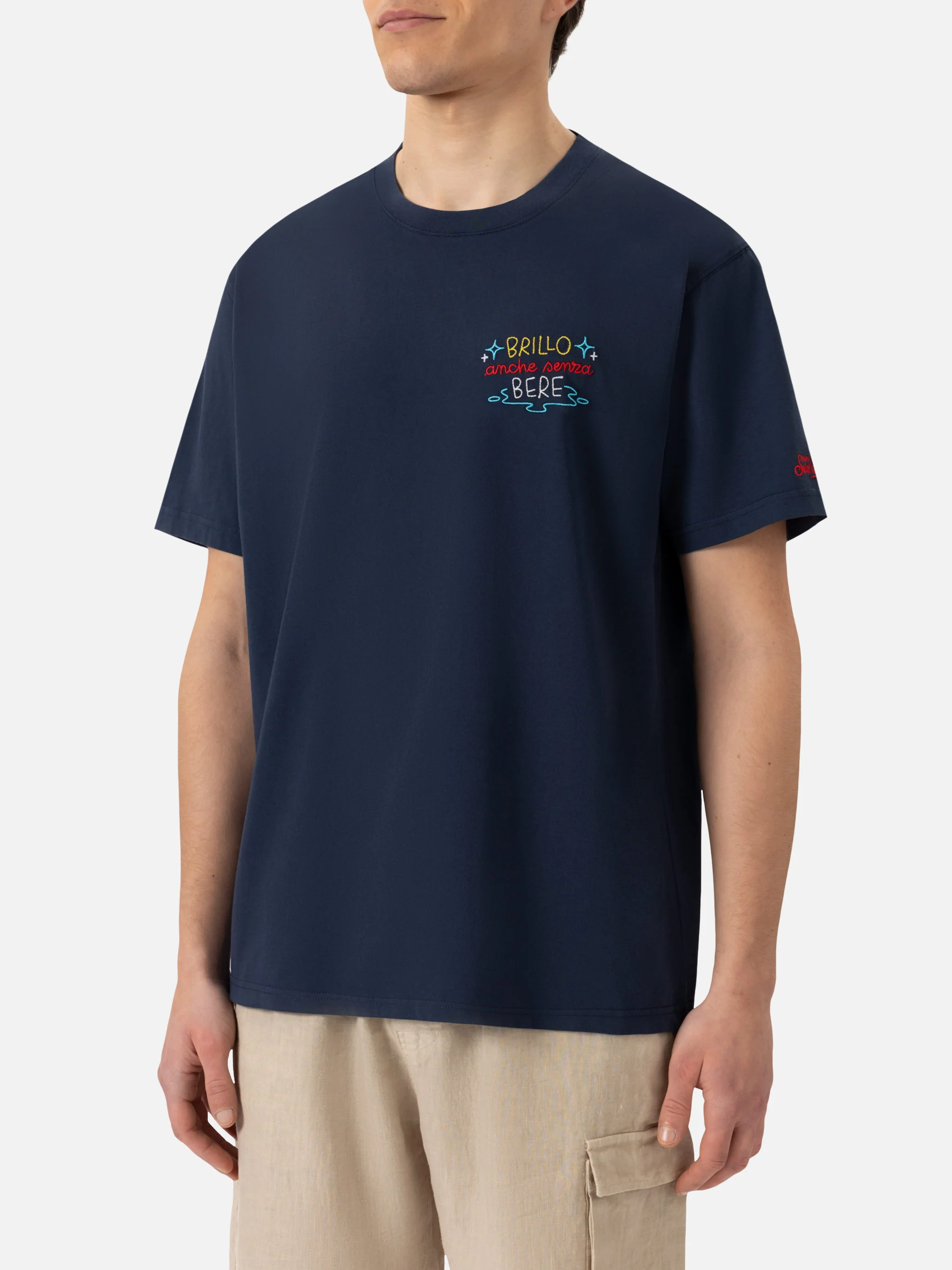 Classic fit cotton jersey t-shirt Portofino with Brillo senza bere embroidery | INSULTI LUMINOSI SPECIAL EDITION - Image 2
