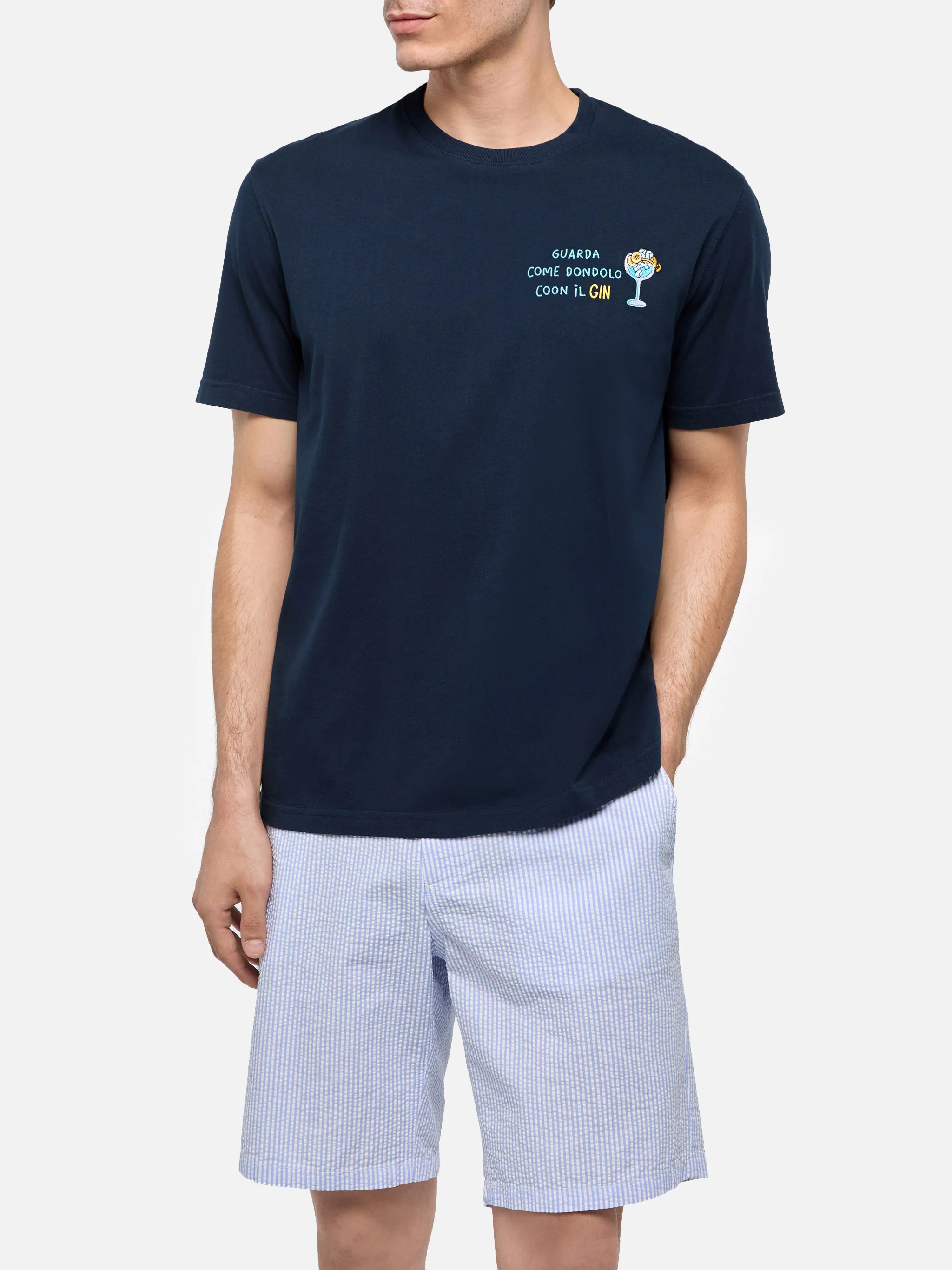 Classic fit cotton jersey t-shirt Portofino with Dondolo con il Gin embroidery - Image 2