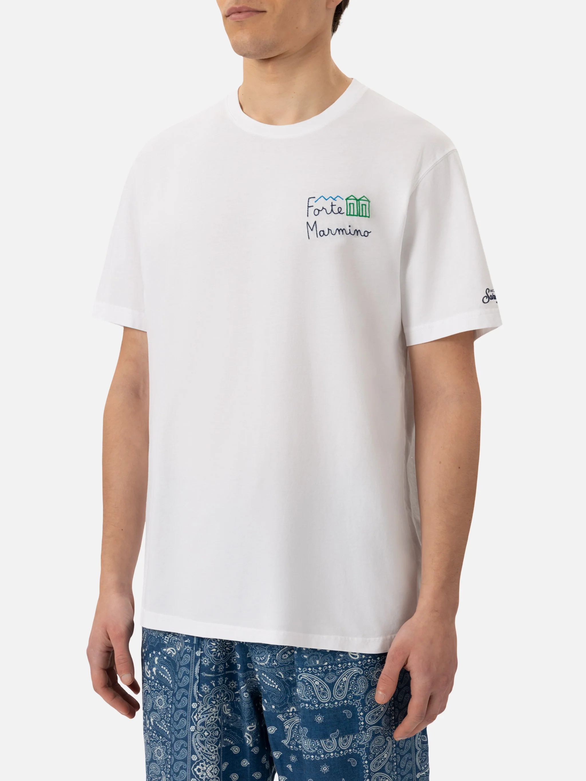 Classic fit cotton jersey t-shirt Portofino with Forte Marmino embroidery - Image 2