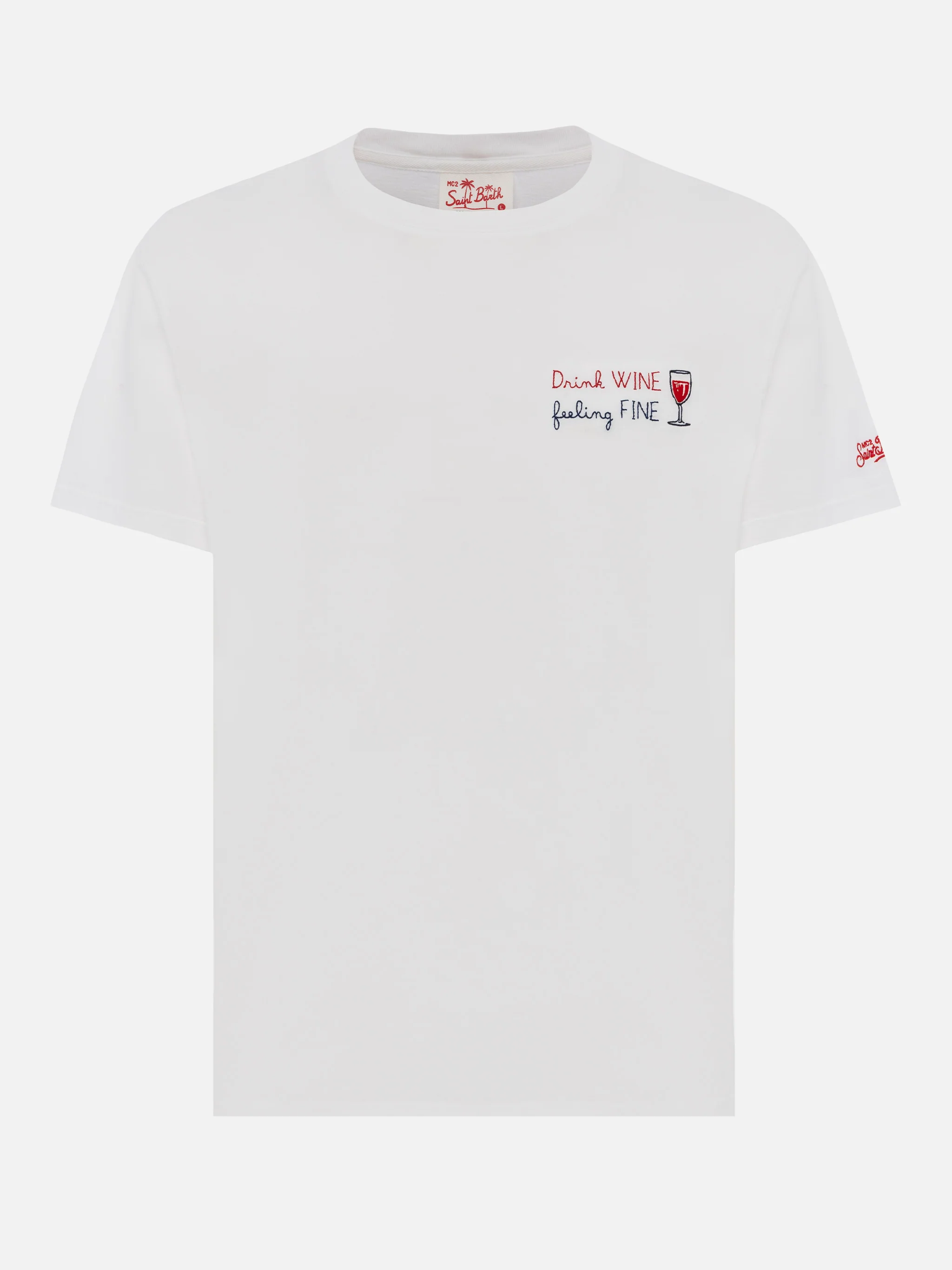 Classic fit cotton jersey t-shirt Portofino with Drink WINE feeling FINE embroidery - Image 4