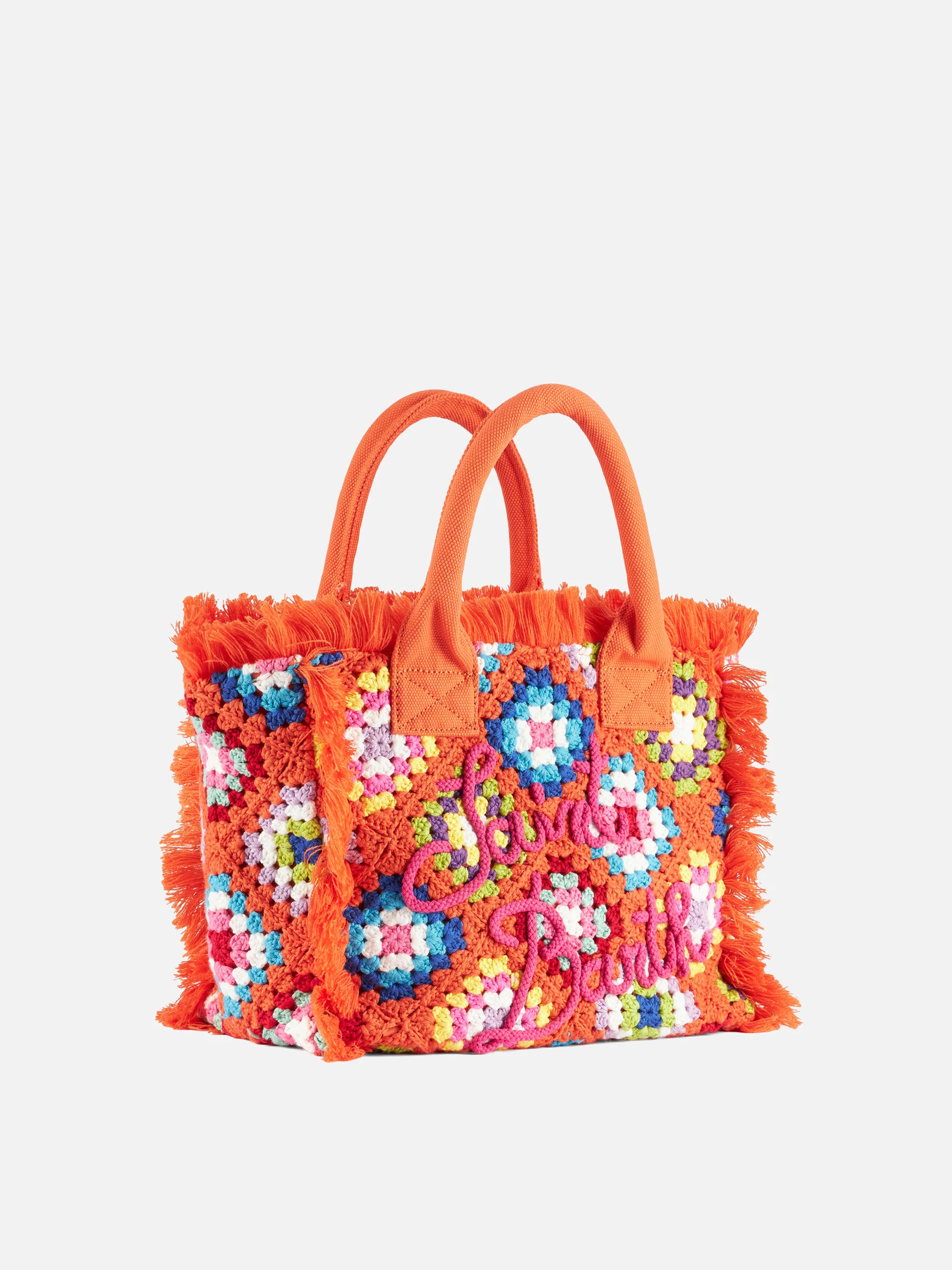 Colette crochet shoulder bag with orange tiles pattern - Image 2