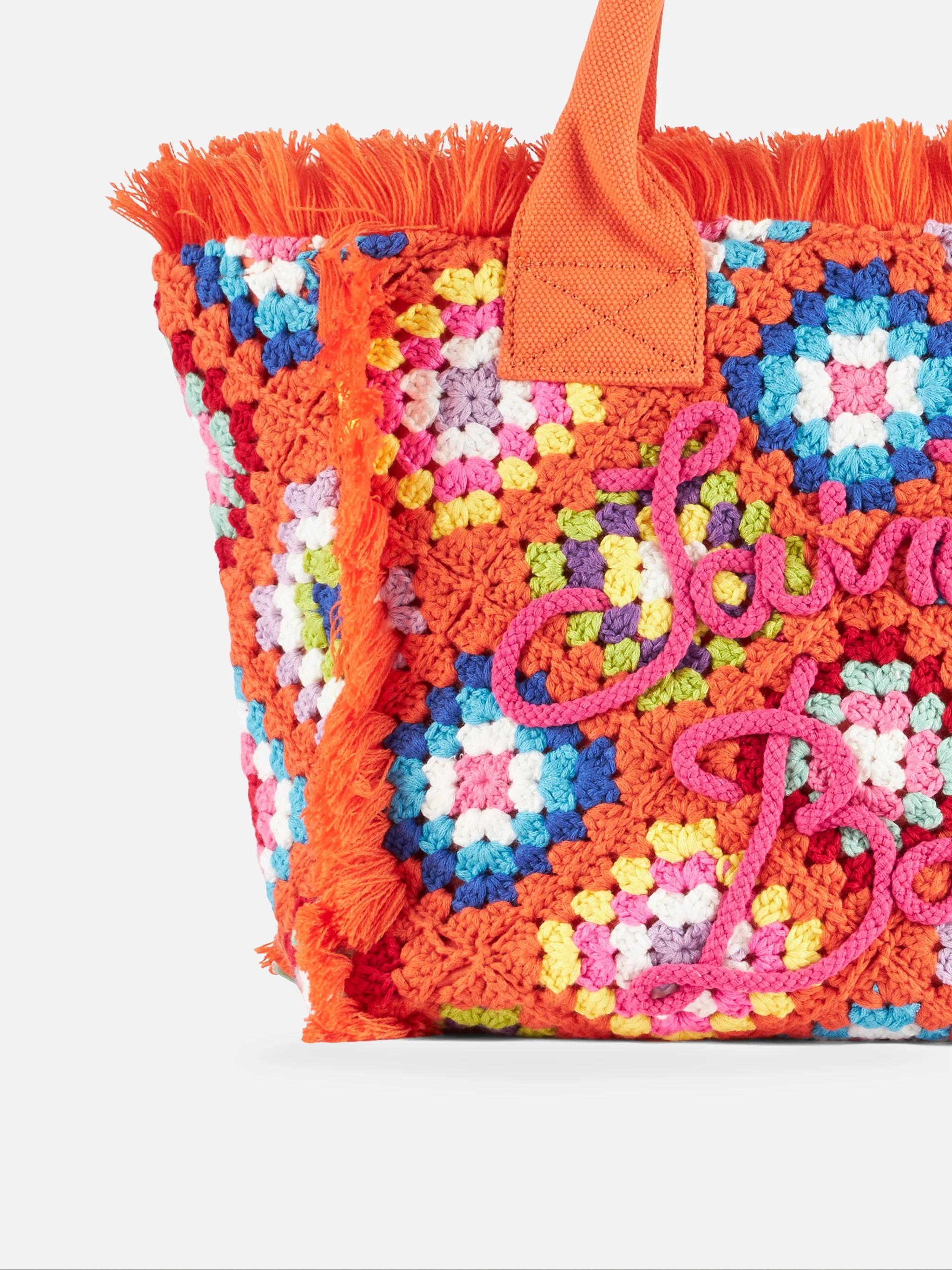 Colette crochet shoulder bag with orange tiles pattern - Image 4