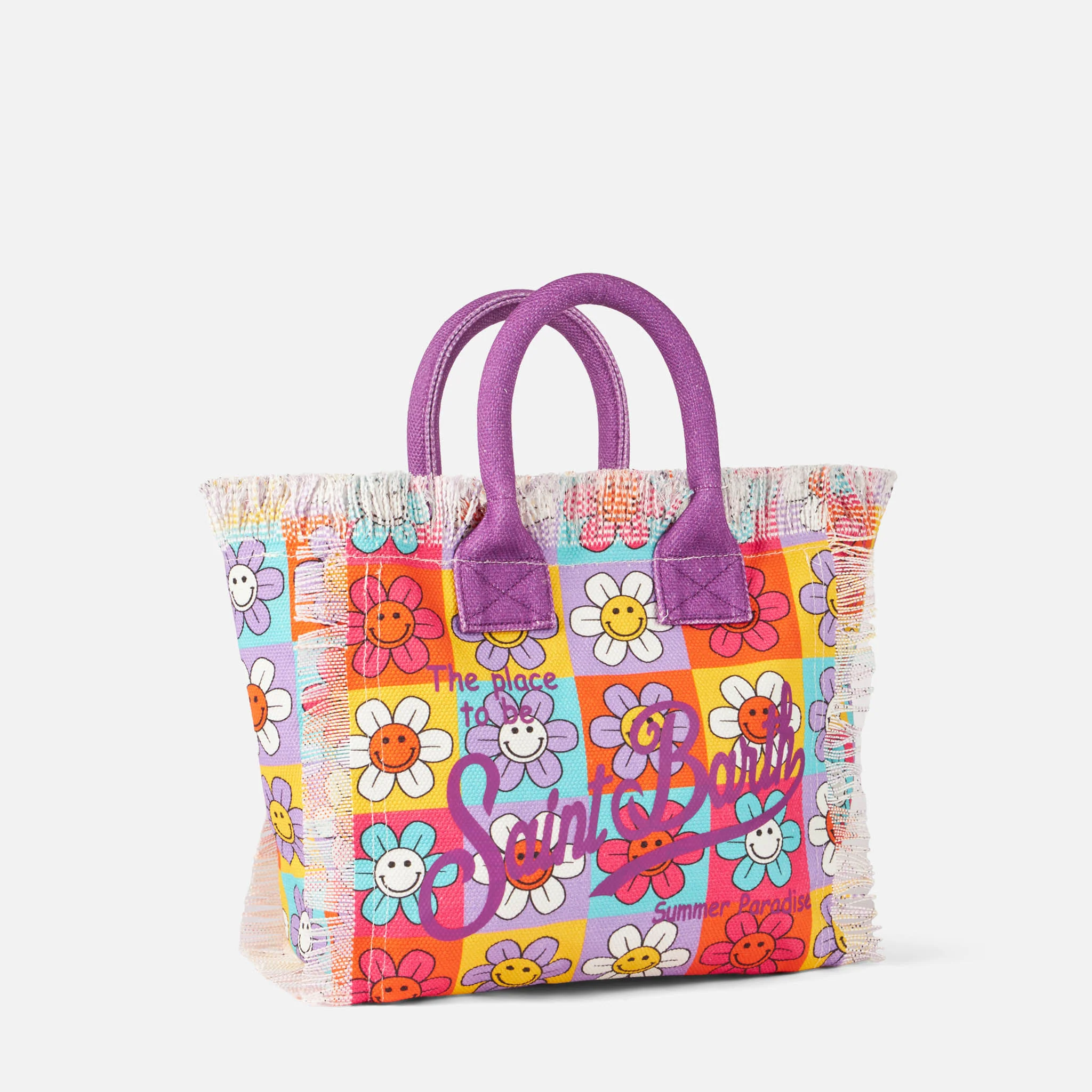 Colette canvas handbag with smiling daisy print - Image 3