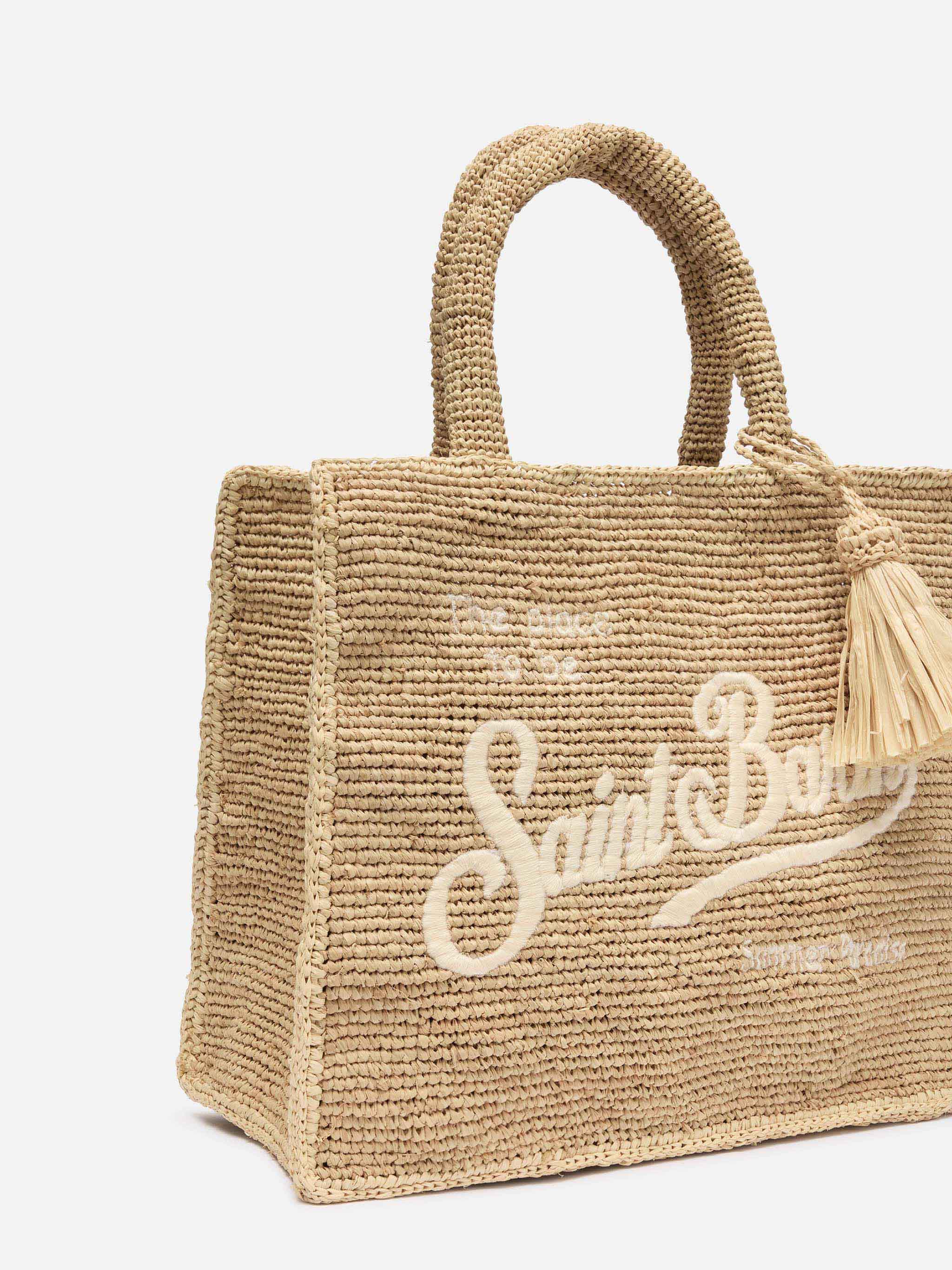Colette Raffia handbag with logo embroidery - Image 3