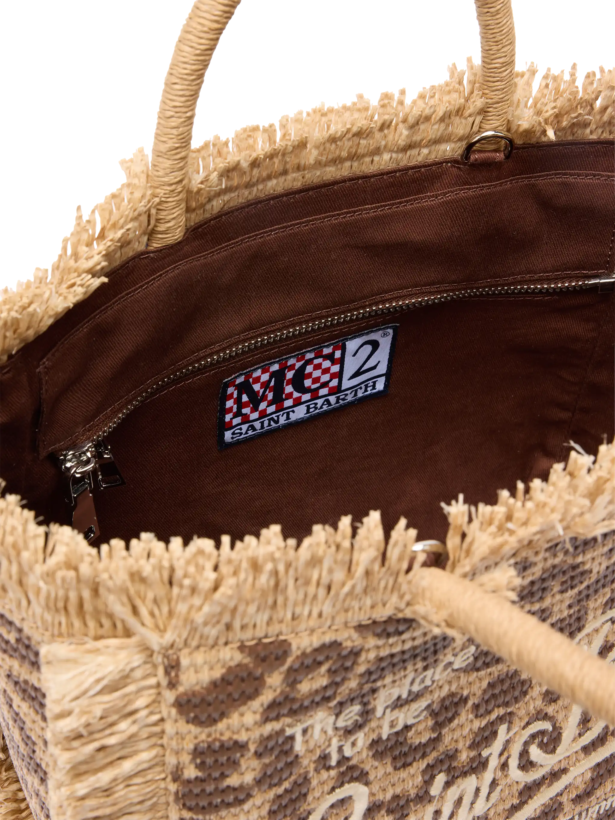 Colette Straw effect handbag with animalier print - Image 6