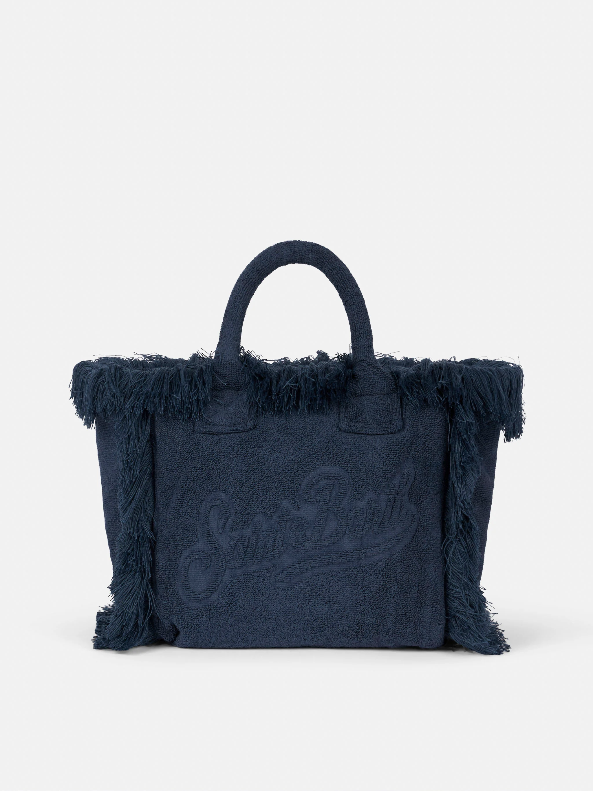 Colette Terry embossed navy blue handbag - Image 4
