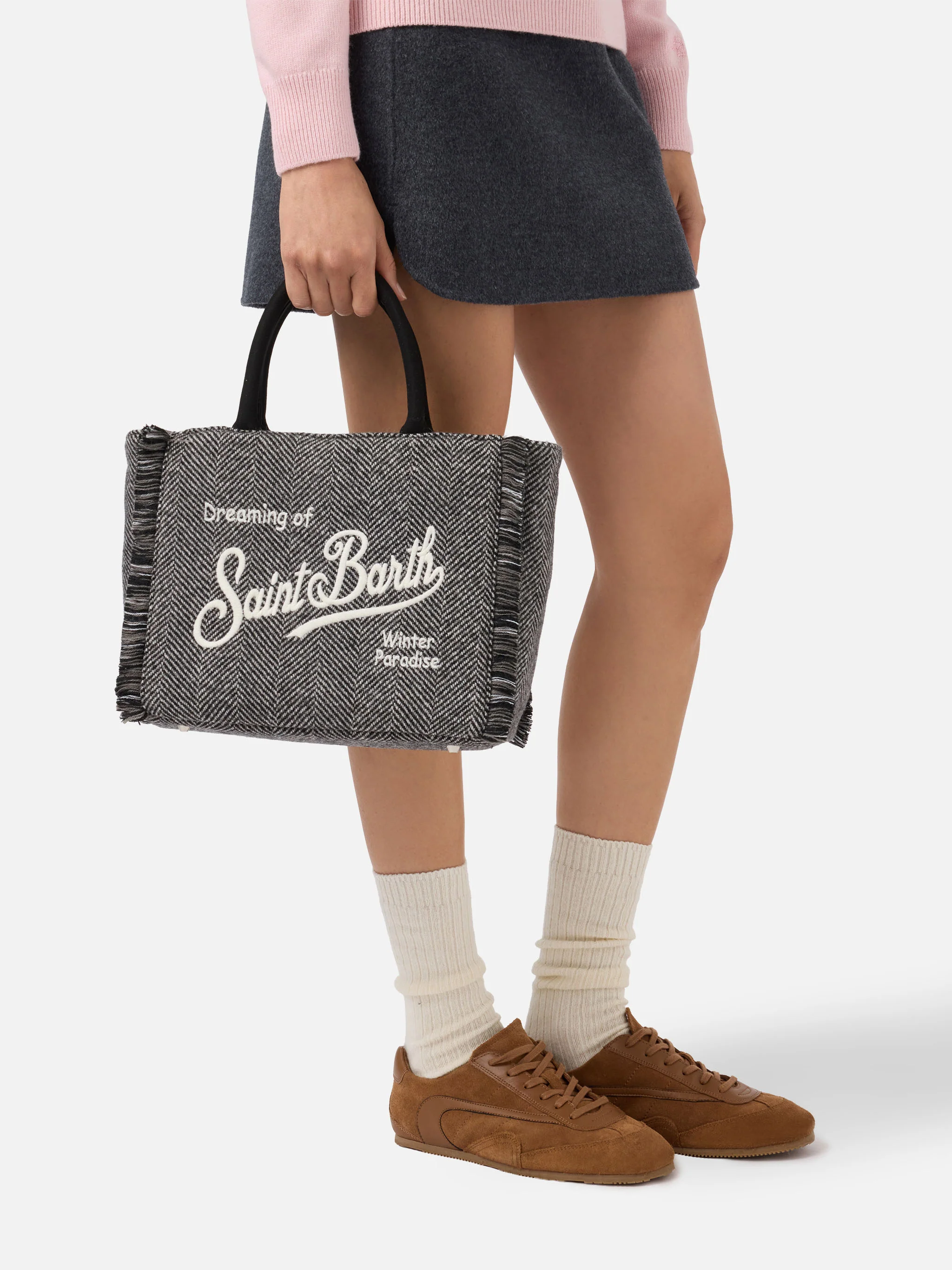Colette Wool Handbag in herringbone wool blend - Image 2