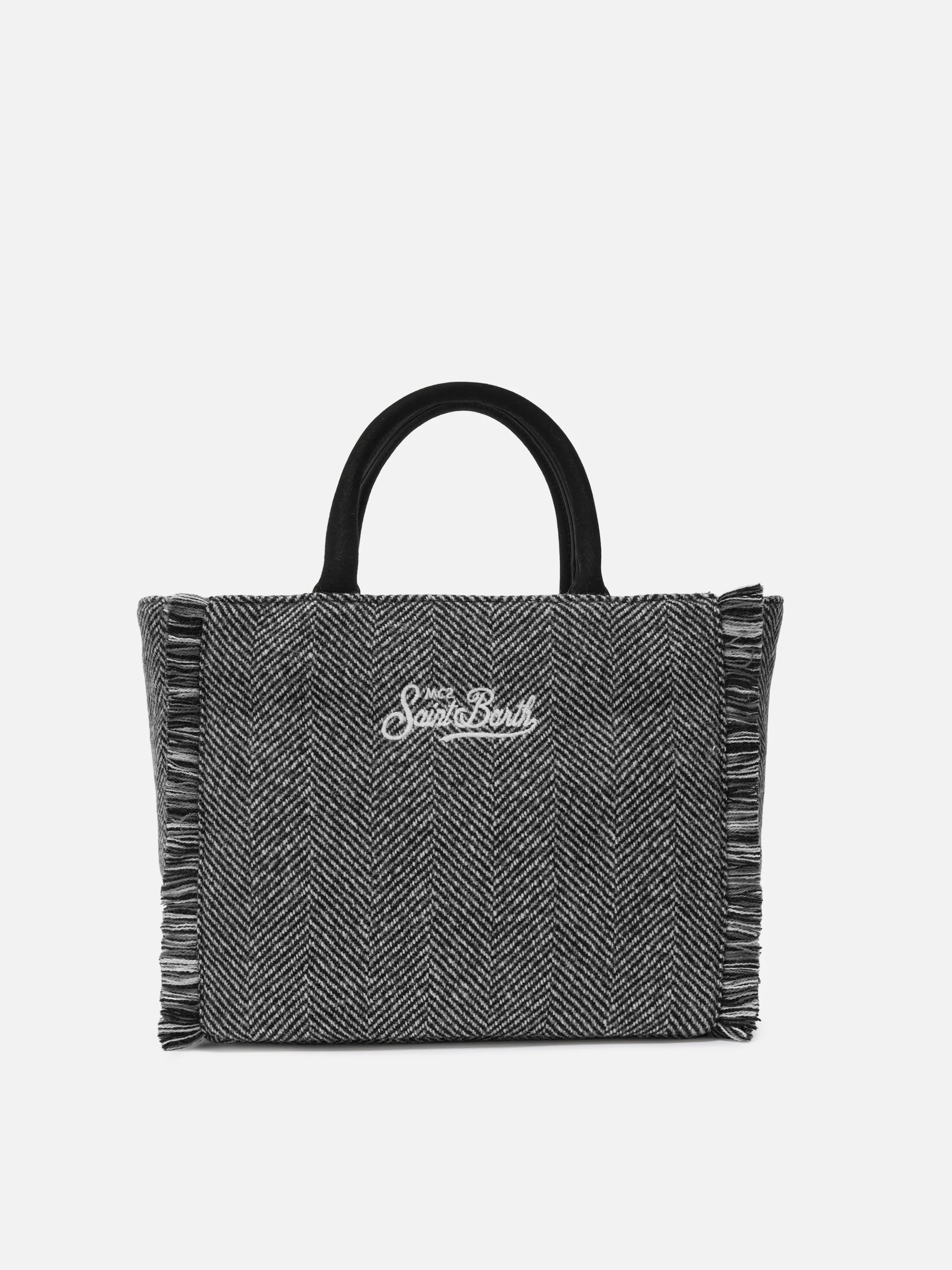 Colette Wool Handbag in herringbone wool blend - Image 4