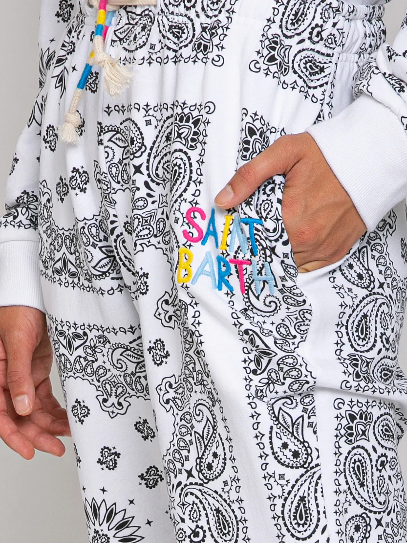 Cotton bandana joggers with Saint Barth embroidery - Image 5