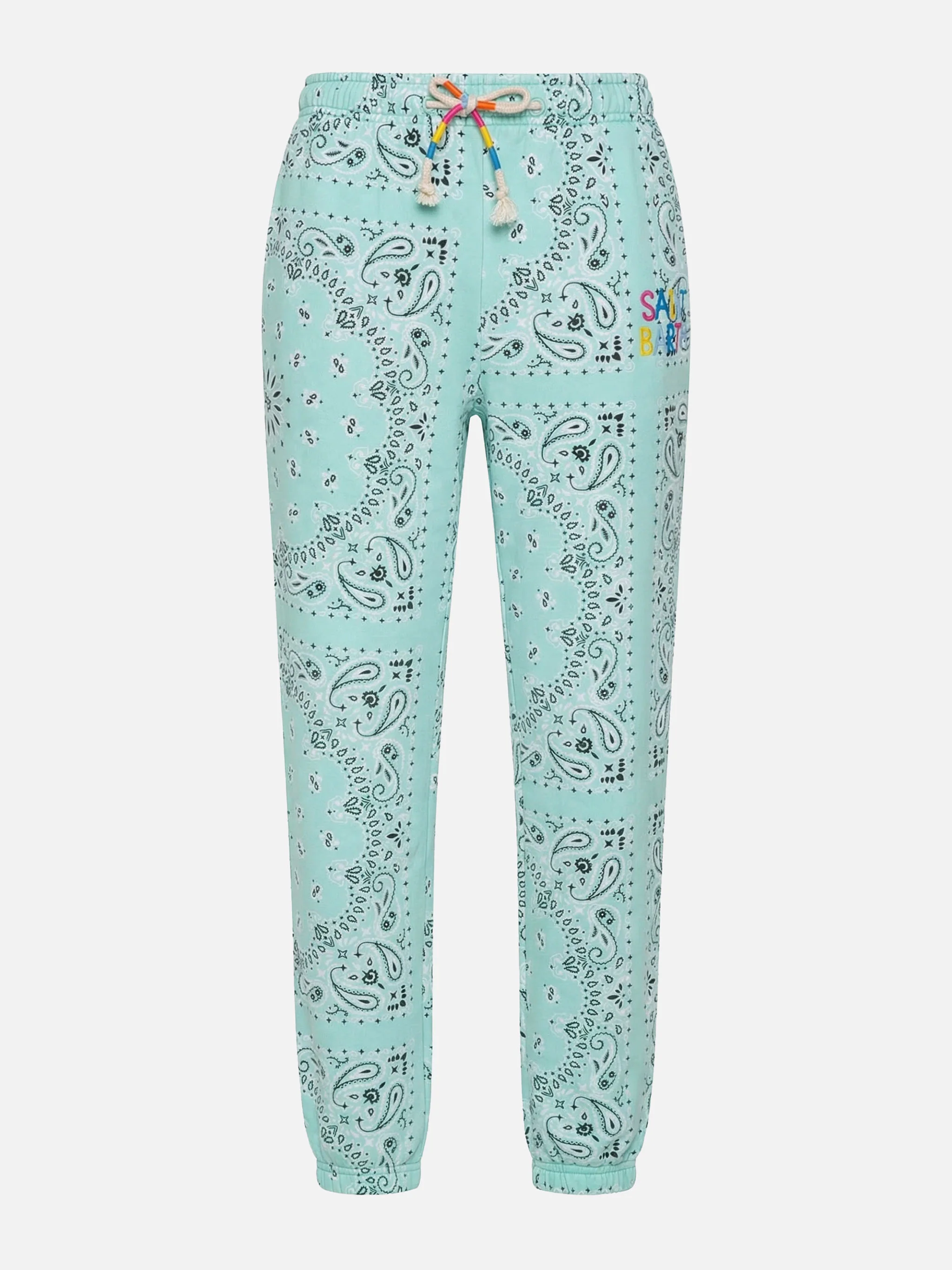 Cotton bandanna joggers with Saint Barth embroidery