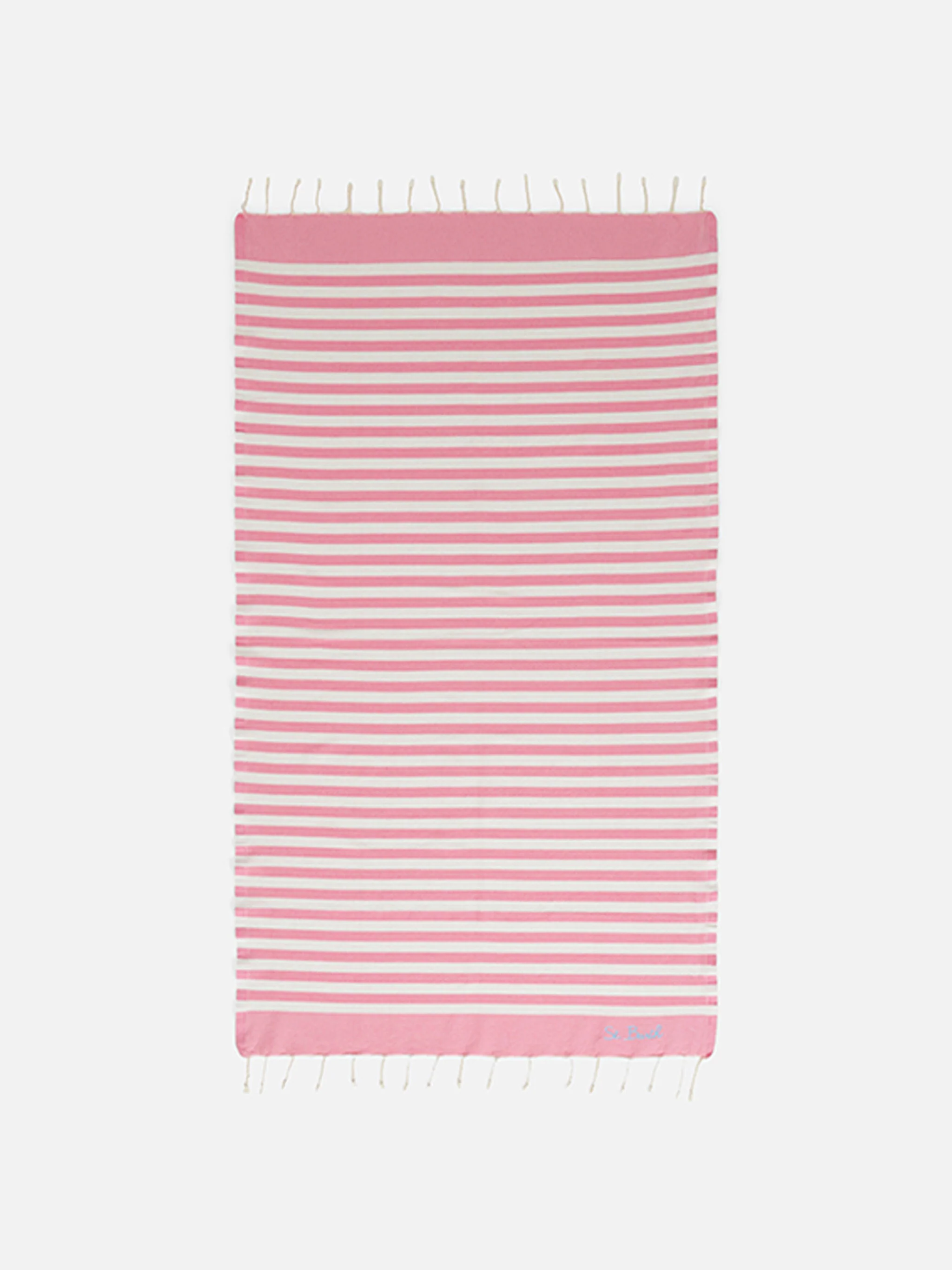 Cotton beach towel Fouta with pink striped print
