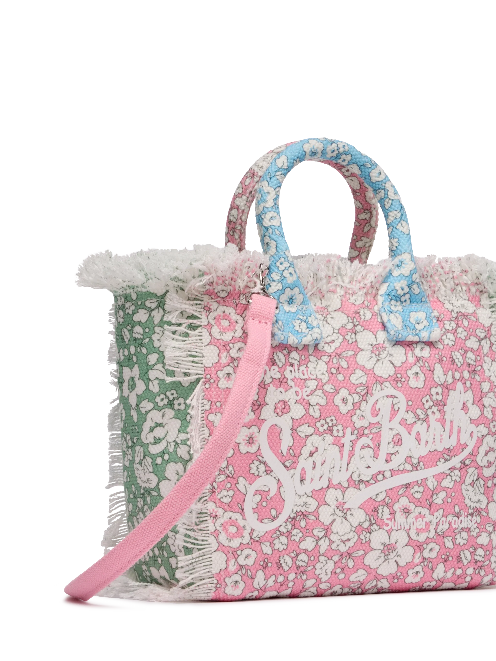 Cotton canvas Mini Vanity bag with flower patch print - Image 3