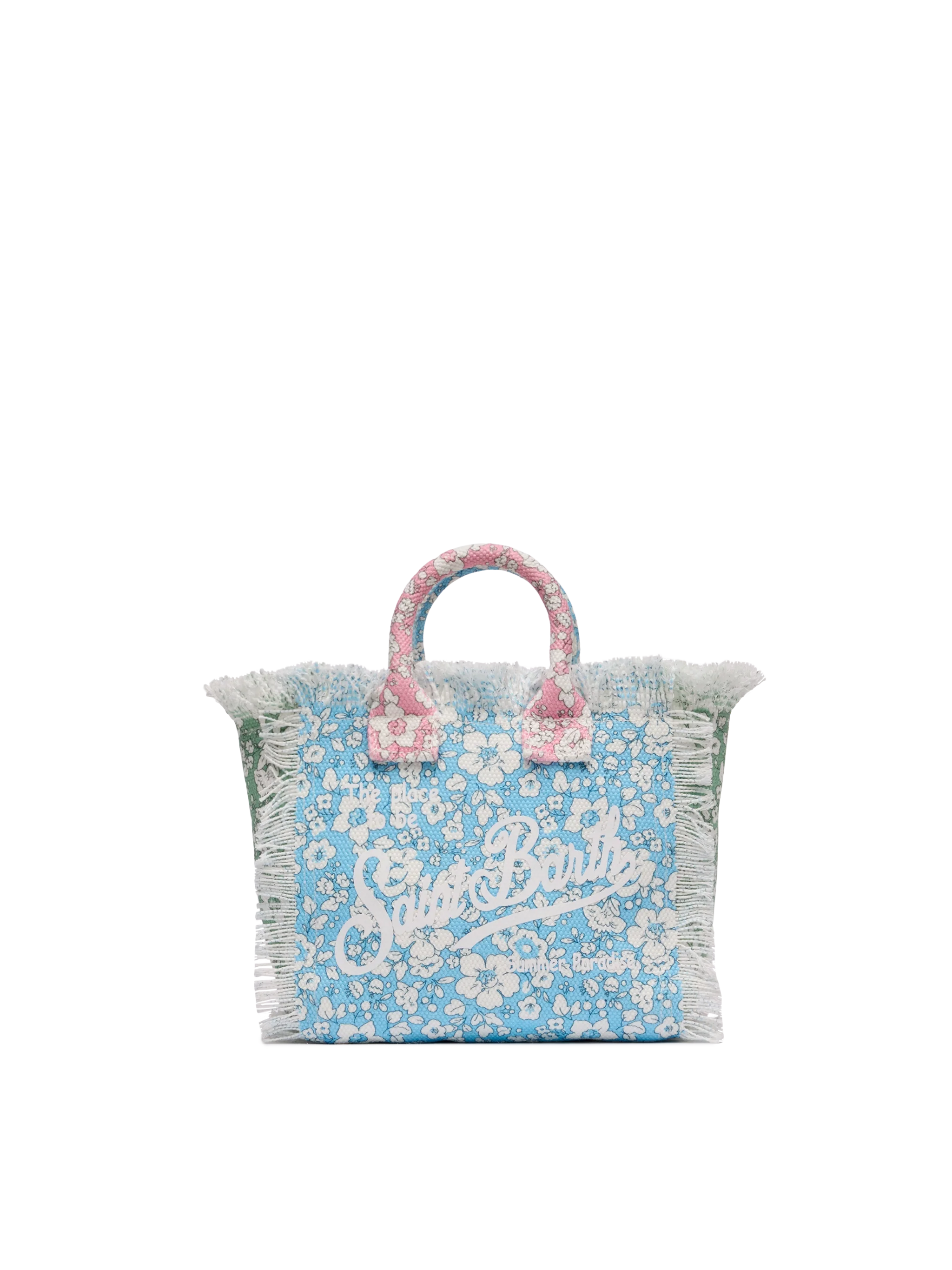 Cotton canvas Mini Vanity bag with flower patch print - Image 4