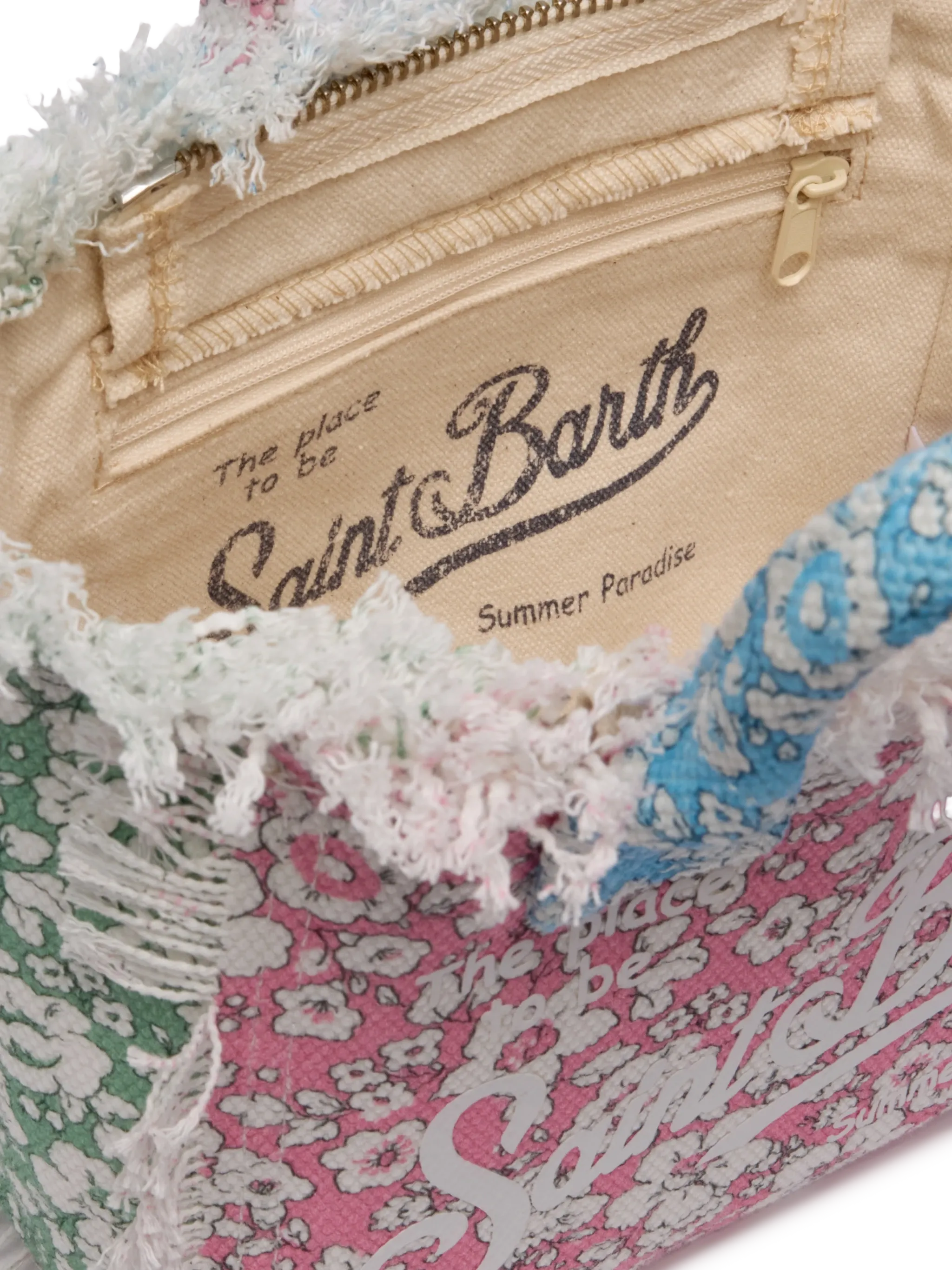 Cotton canvas Mini Vanity bag with flower patch print - Image 5