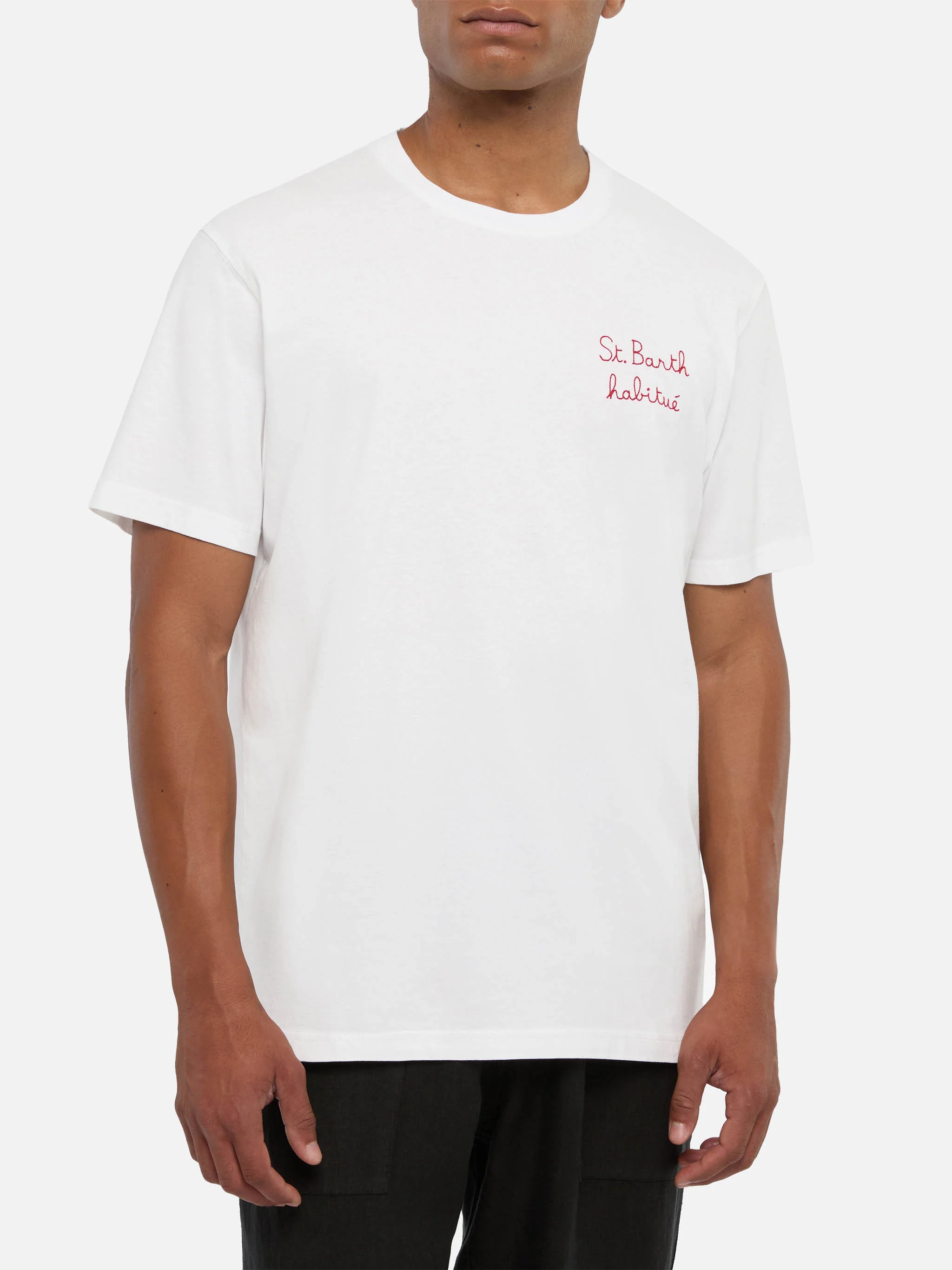 Cotton jersey t-shirt Portofino with St. Barth habituè embroidery - Image 2