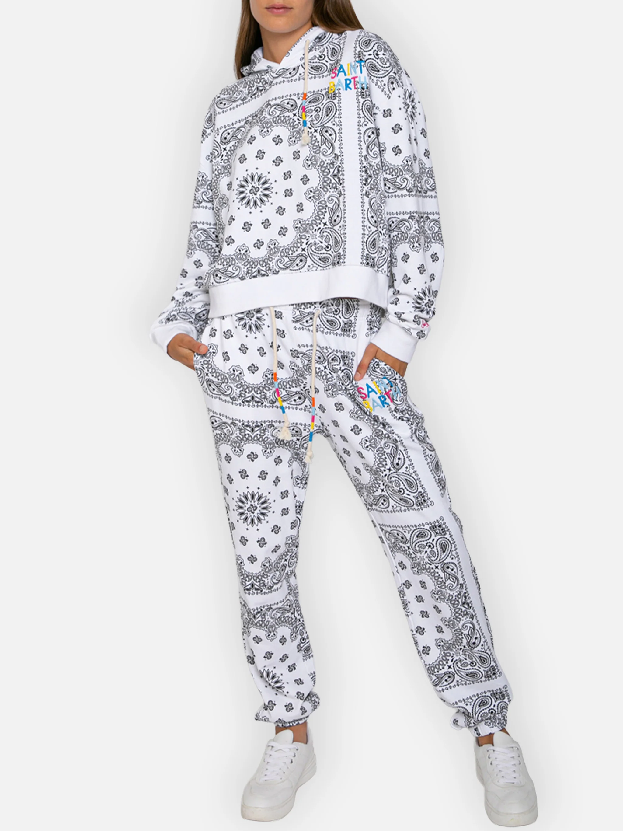 Cotton joggers with bandanna print - Image 2