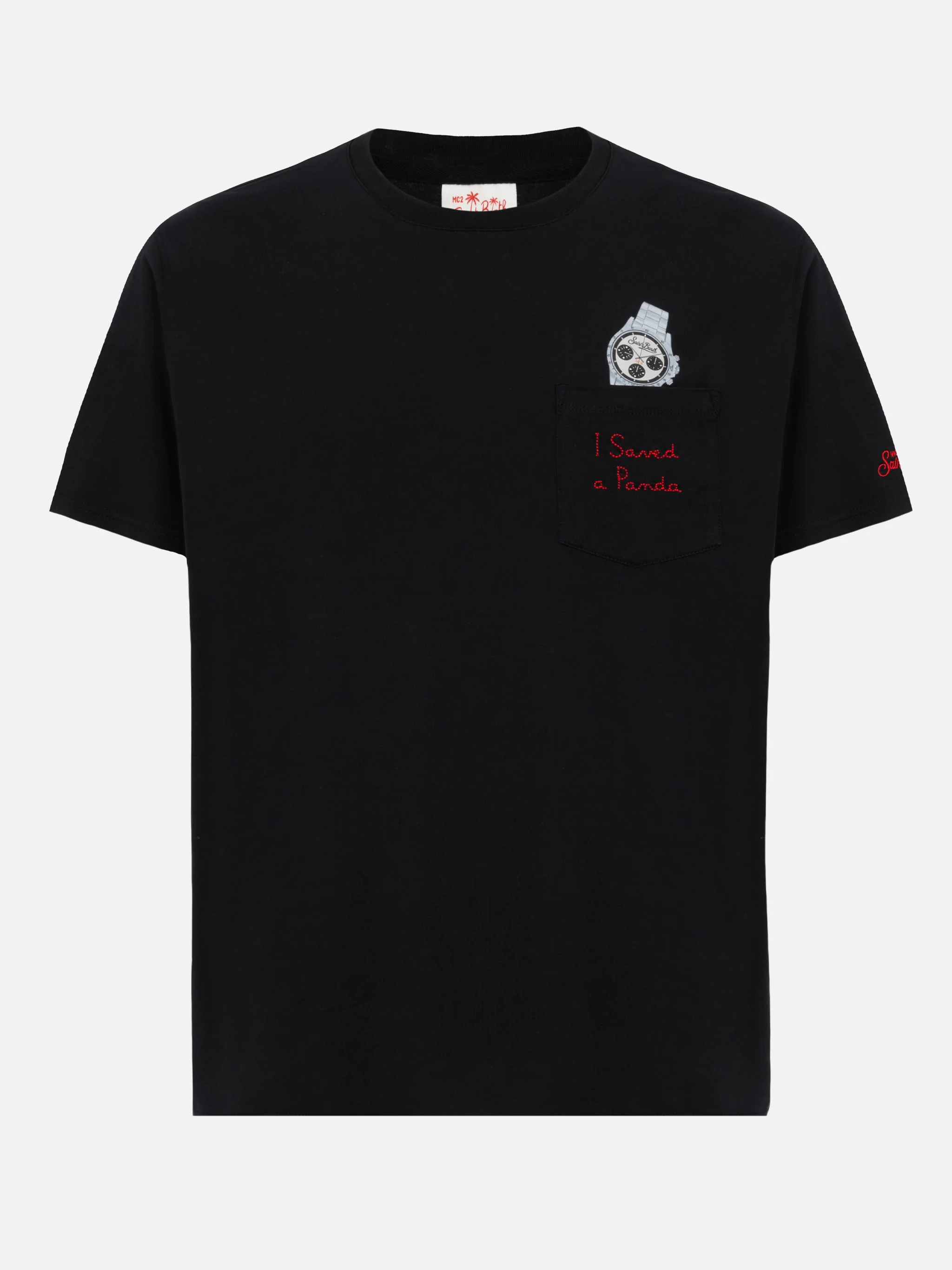 Cotton t-shirt Austin with embroidery and watch print