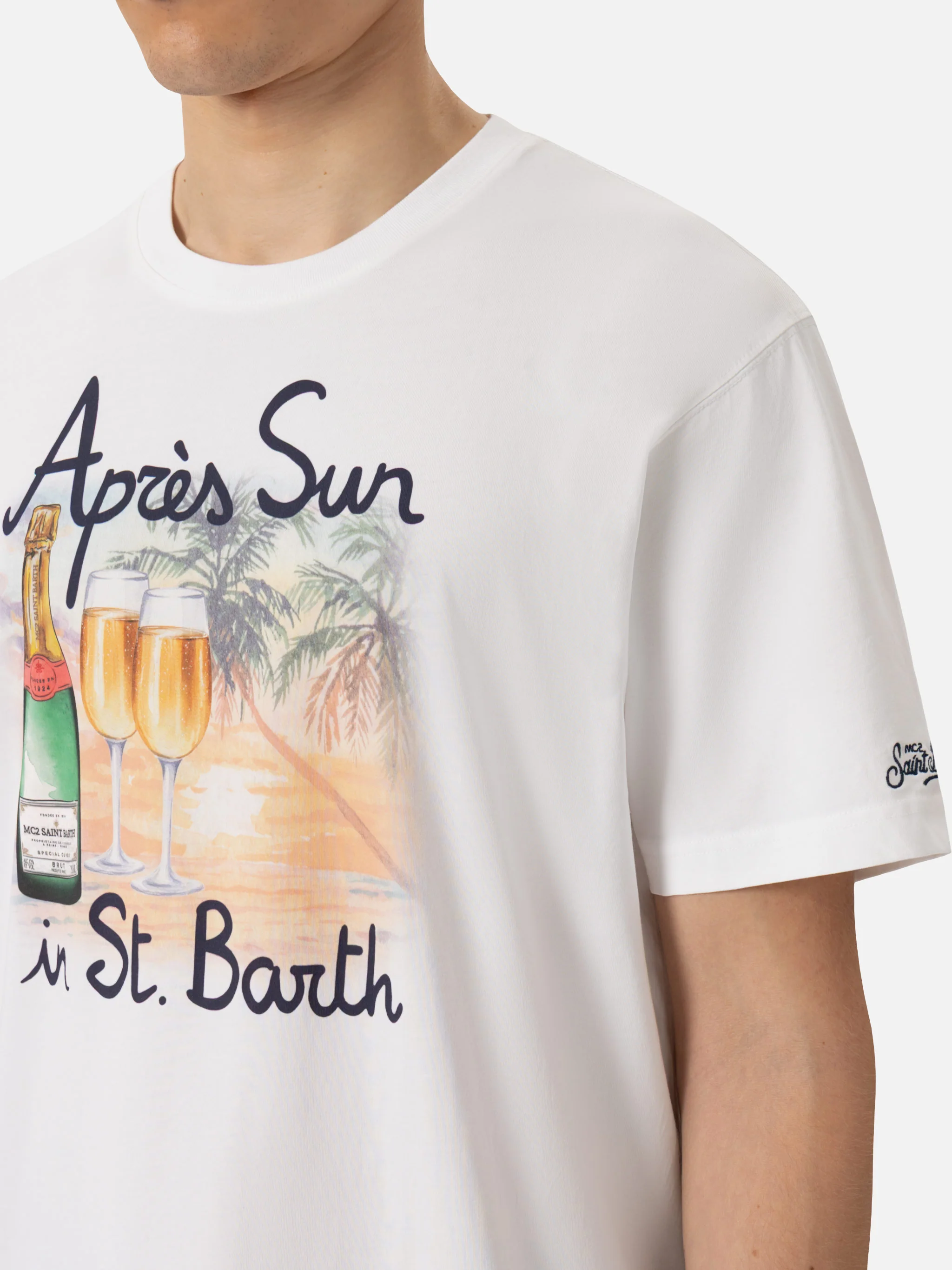 Cotton T-shirt with Après Sun in St. Barth print