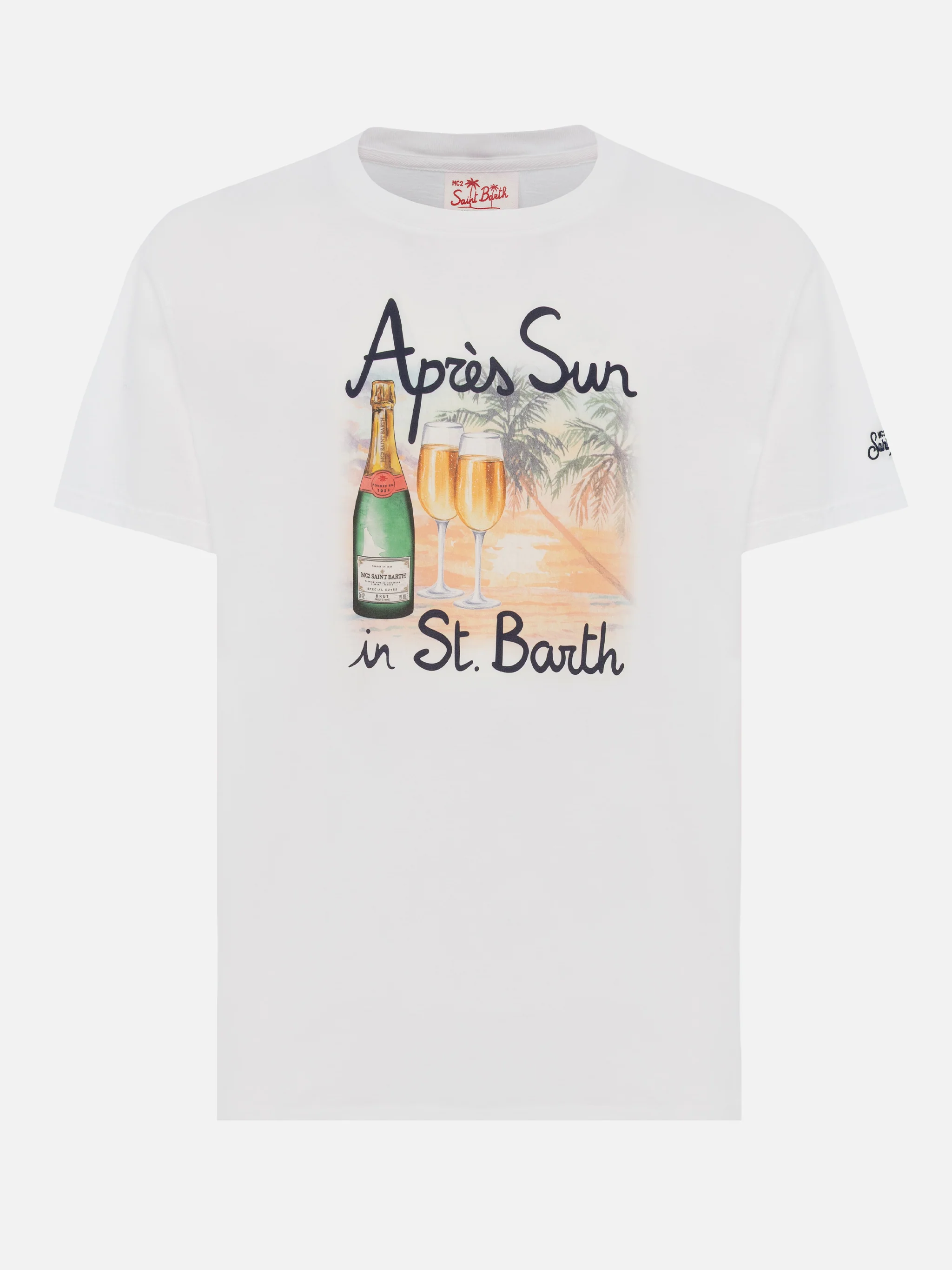 Cotton T-shirt with Après Sun in St. Barth print - Image 4