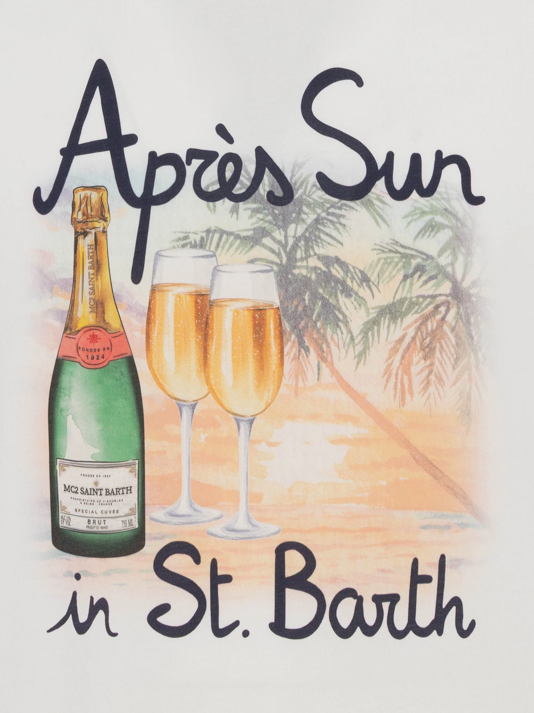 Cotton T-shirt with Après Sun in St. Barth print - Image 5