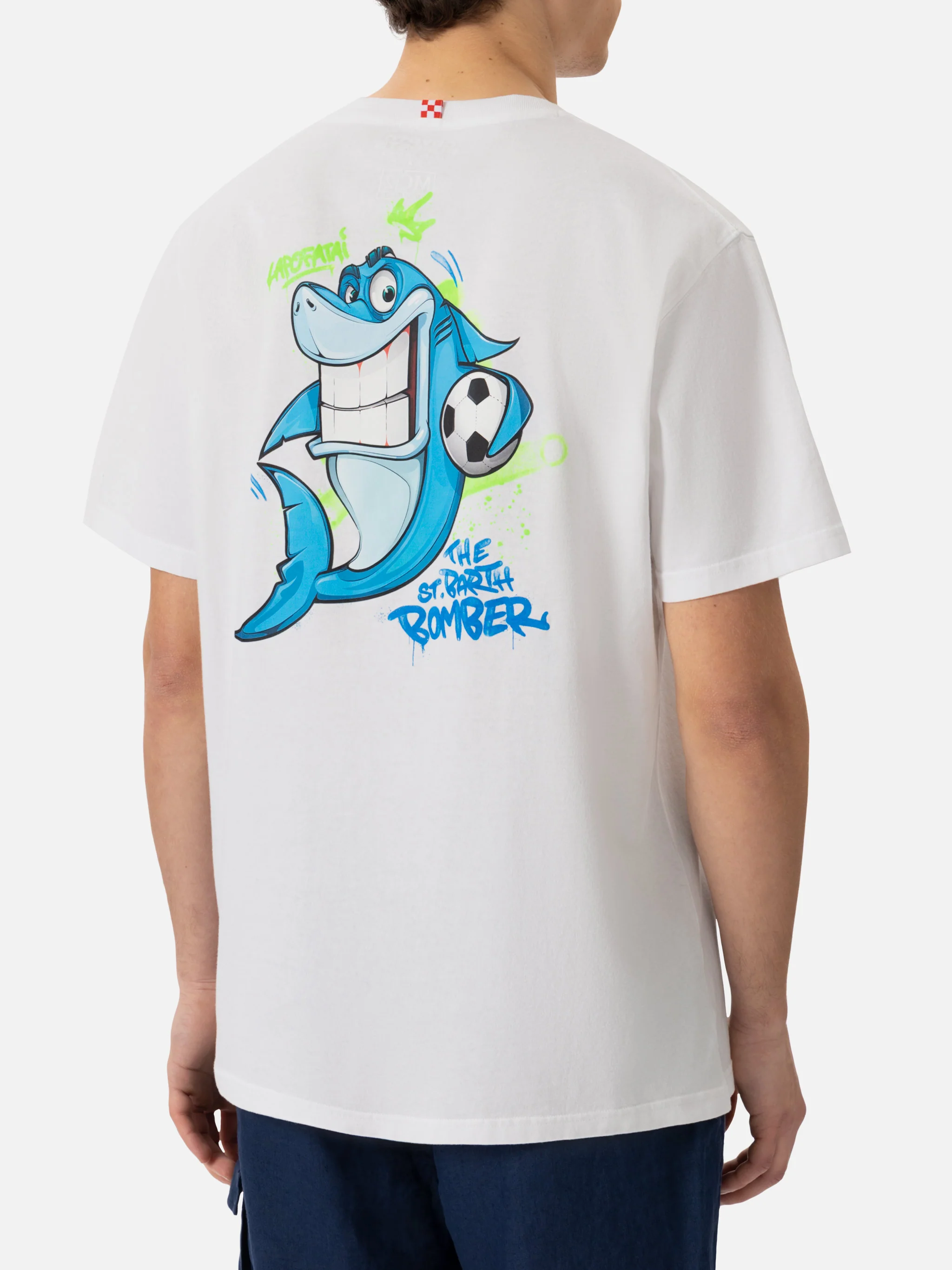 Cotton T-shirt with Cryptopuppets Shark bomber print | CRYPTOPUPPETS SPECIAL EDITION - Image 2