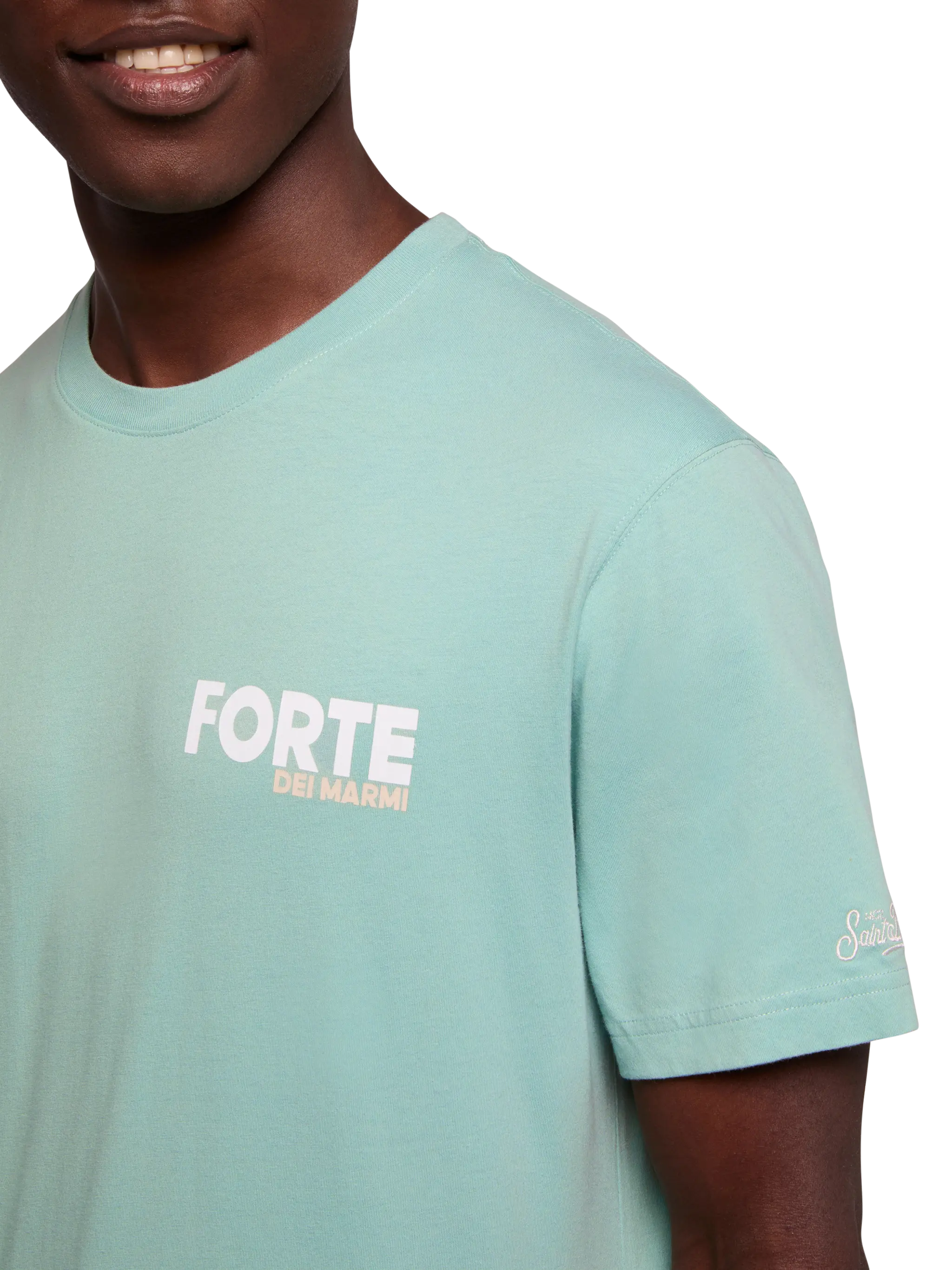 Cotton T-shirt with Forte postcard print