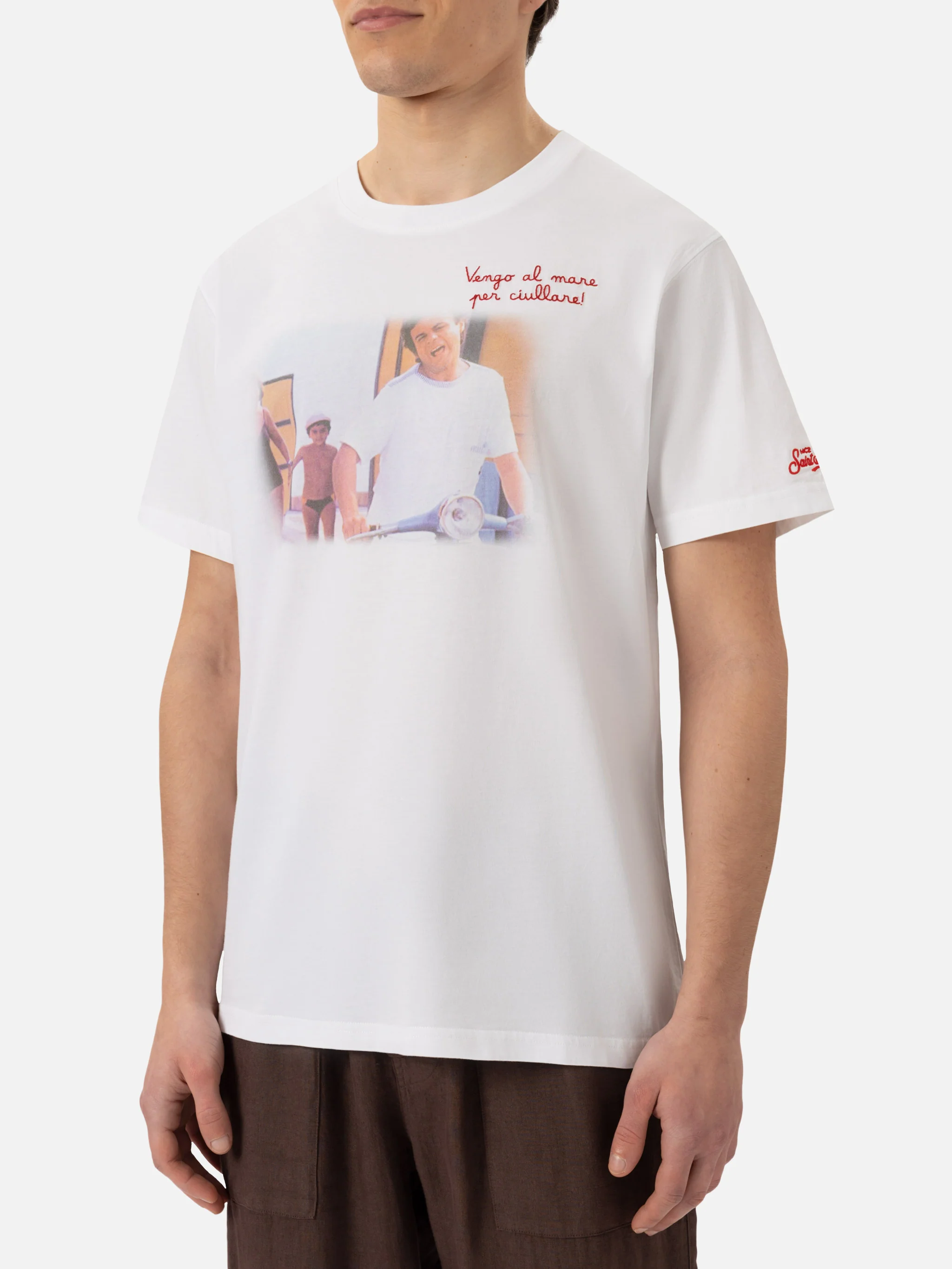 Cotton T-shirt with Vado al mare per... embroidery |SAPORE DI MARE SPECIAL EDITION - Image 2