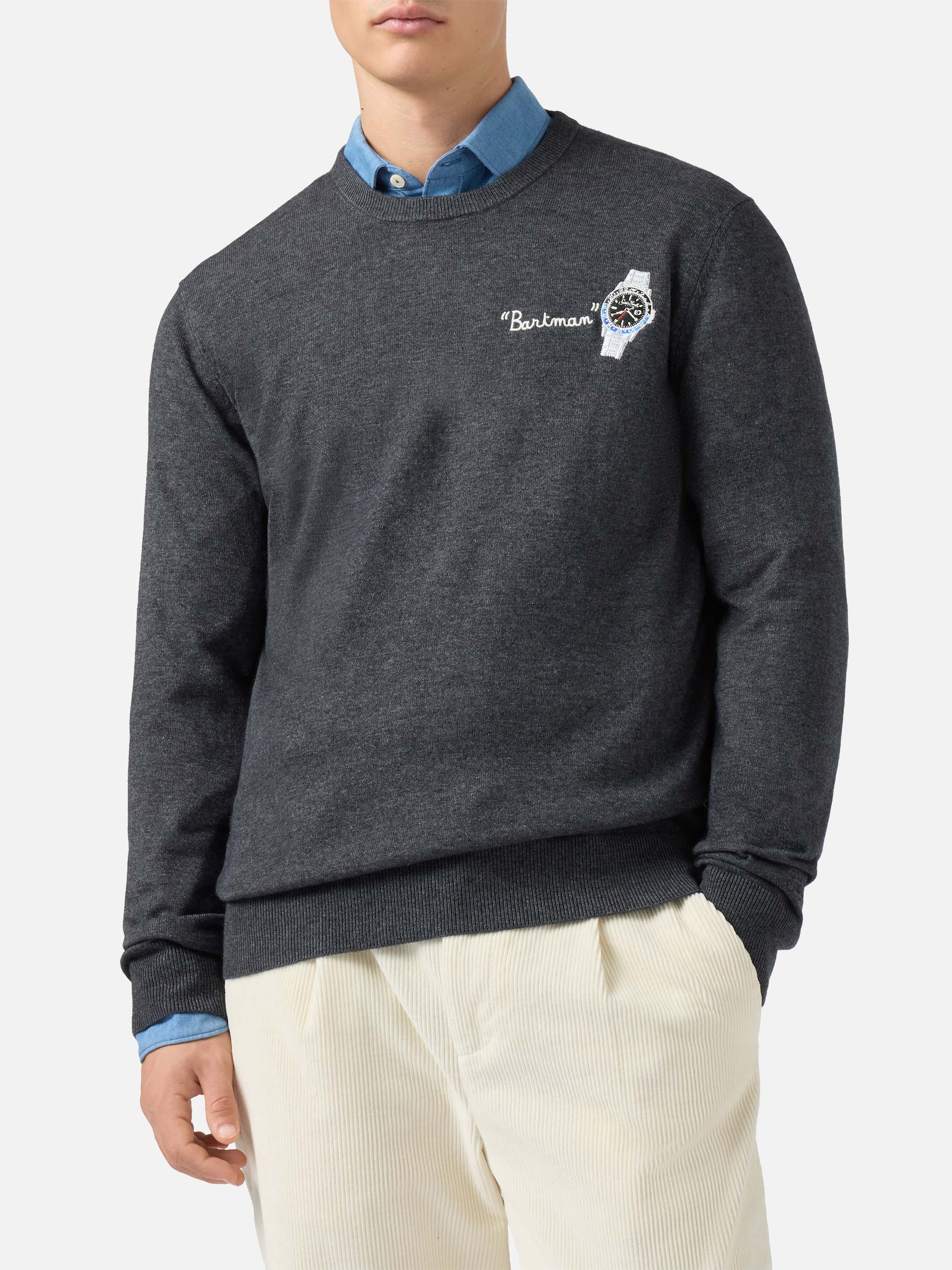 Crewneck sweater Heron Light with Bartman embroidery - Image 2