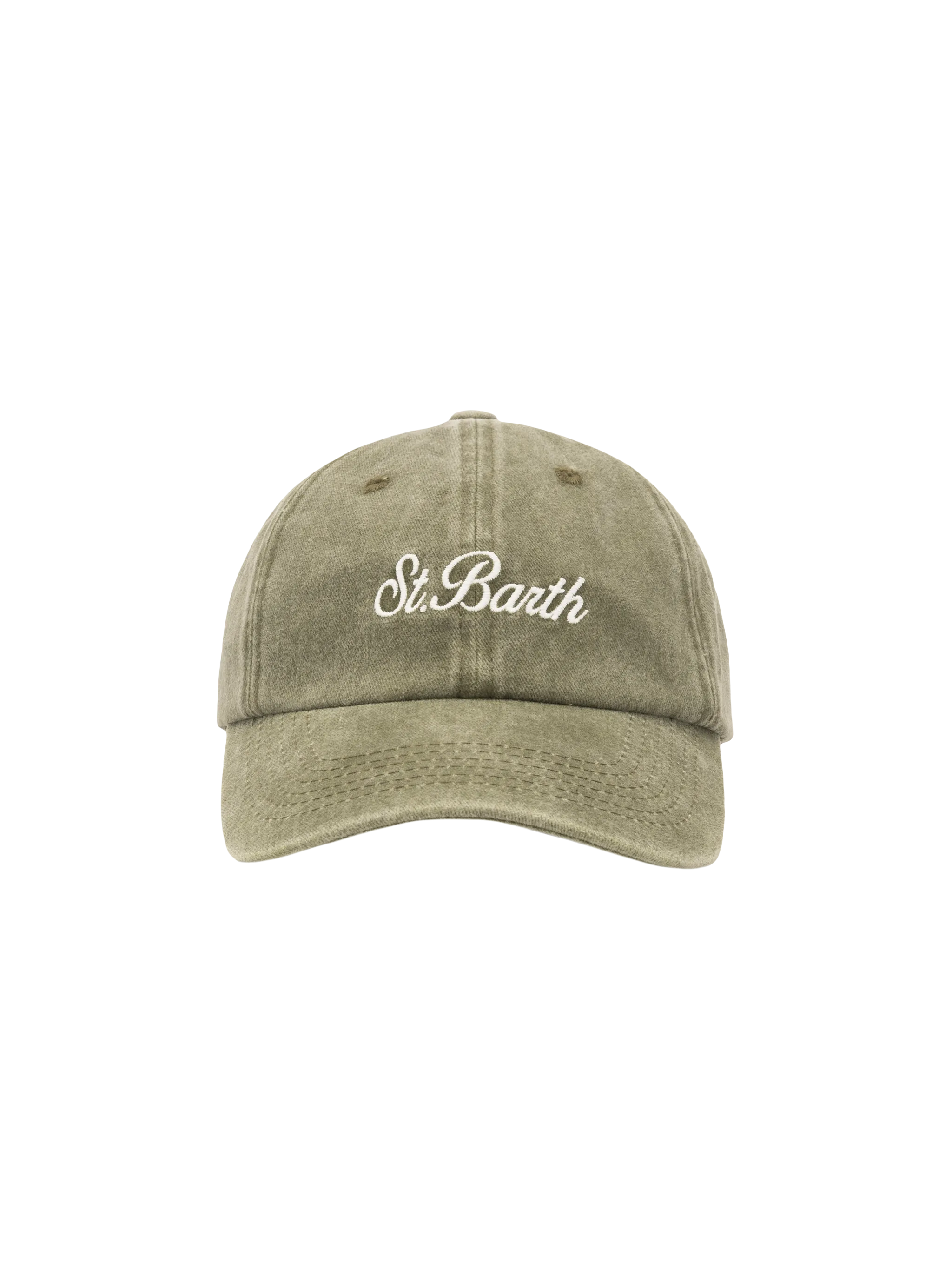 Davis military green denim Ball Cap with St. Barth embroidery