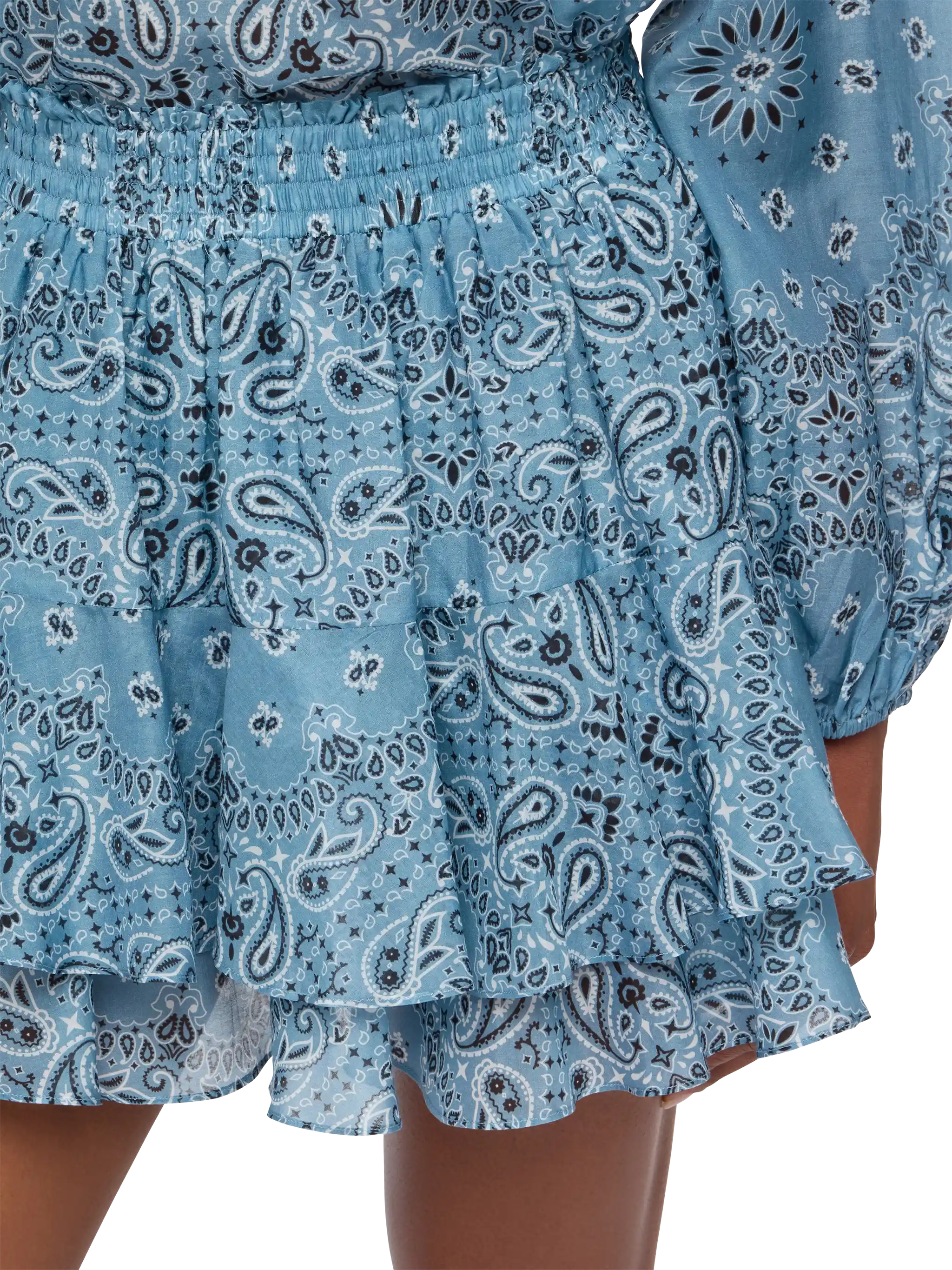 Eivissa ruffled mini skirt in silk voile with bandana print - Image 3