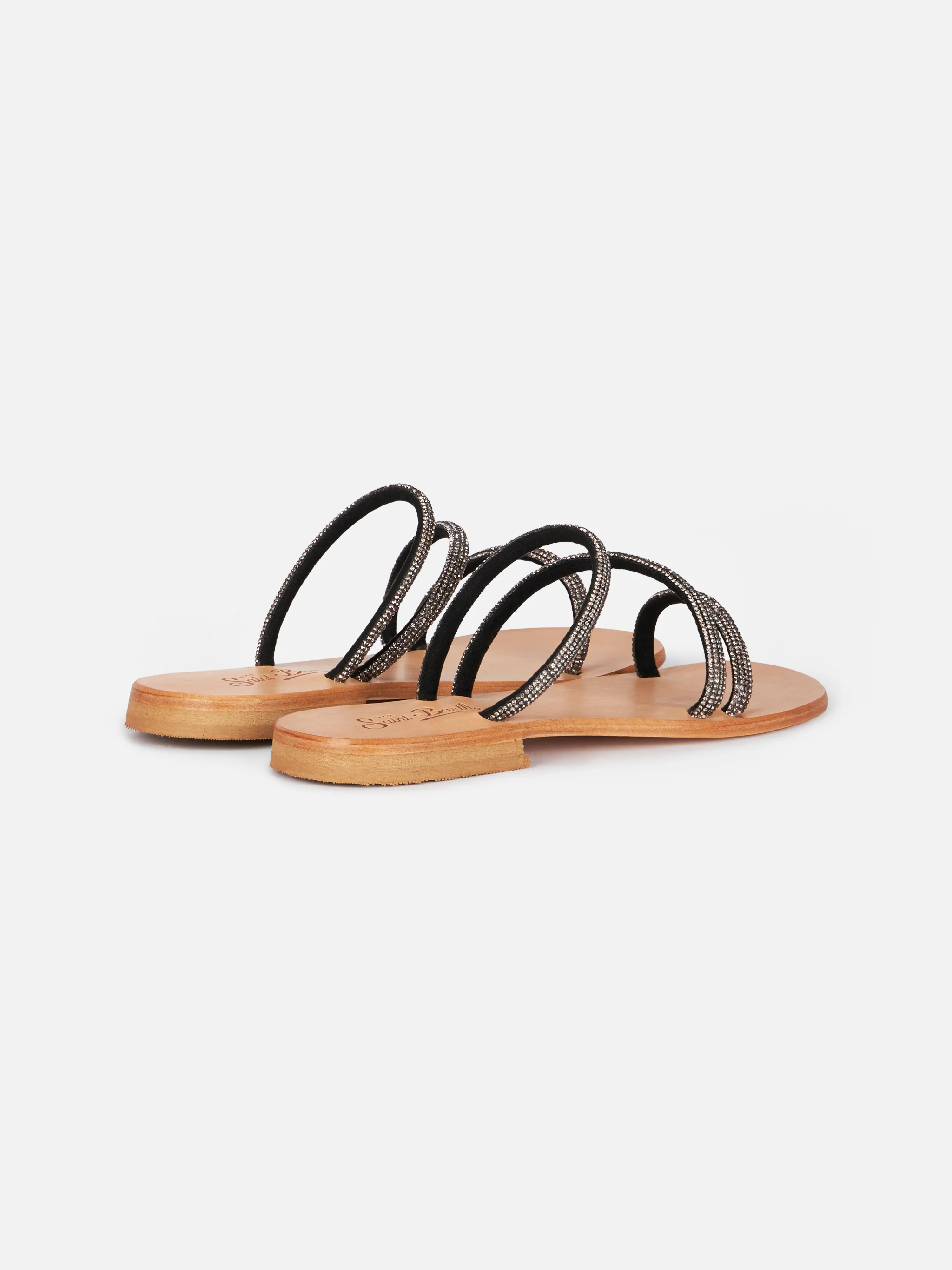 Flat sandals Cora with black rhinestones - Image 3
