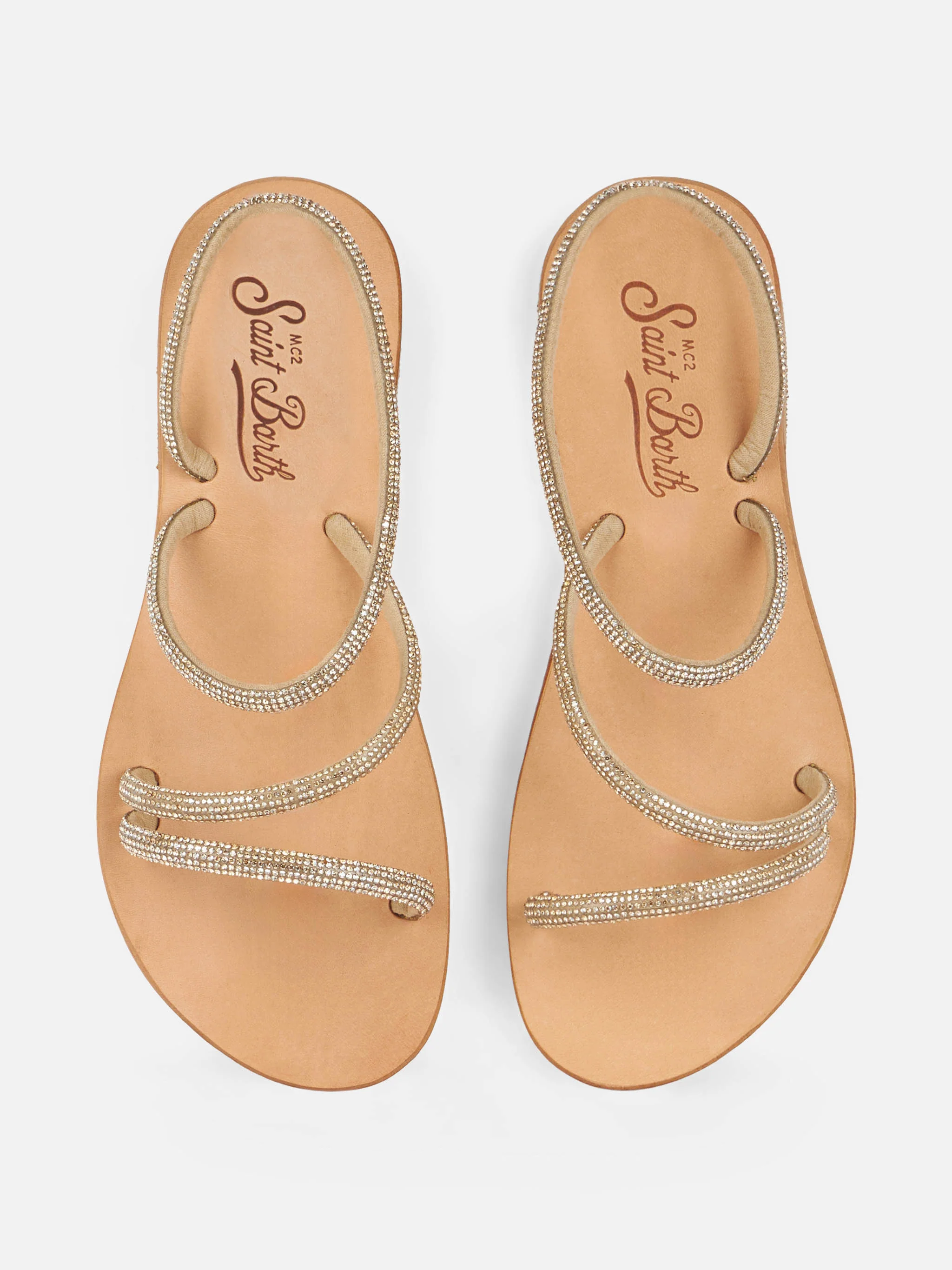 Flat sandals Cora with gold rhinestones - Image 2