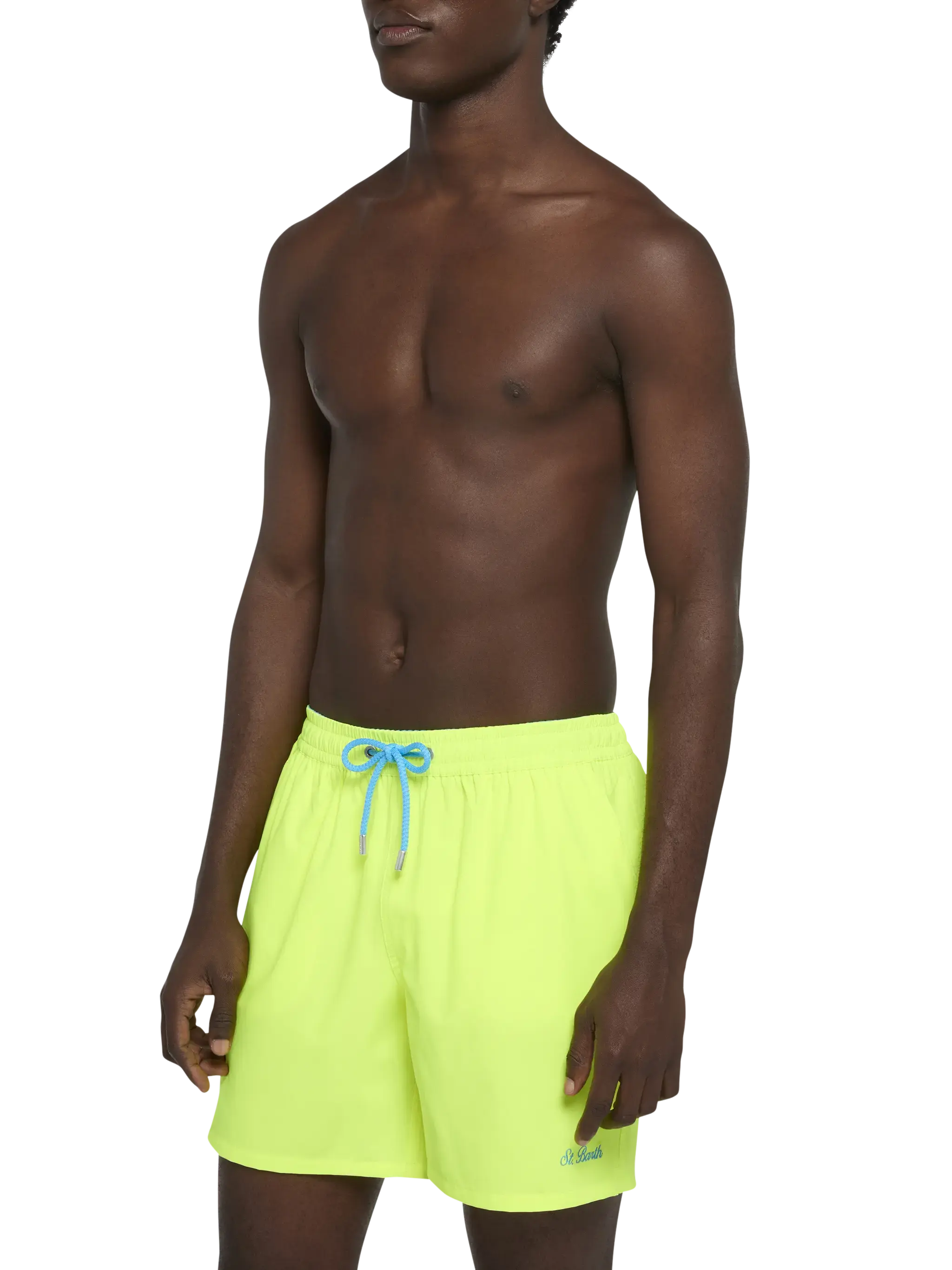 Fluo yellow Comfort swim shorts with St. Barth embroidery - Image 3